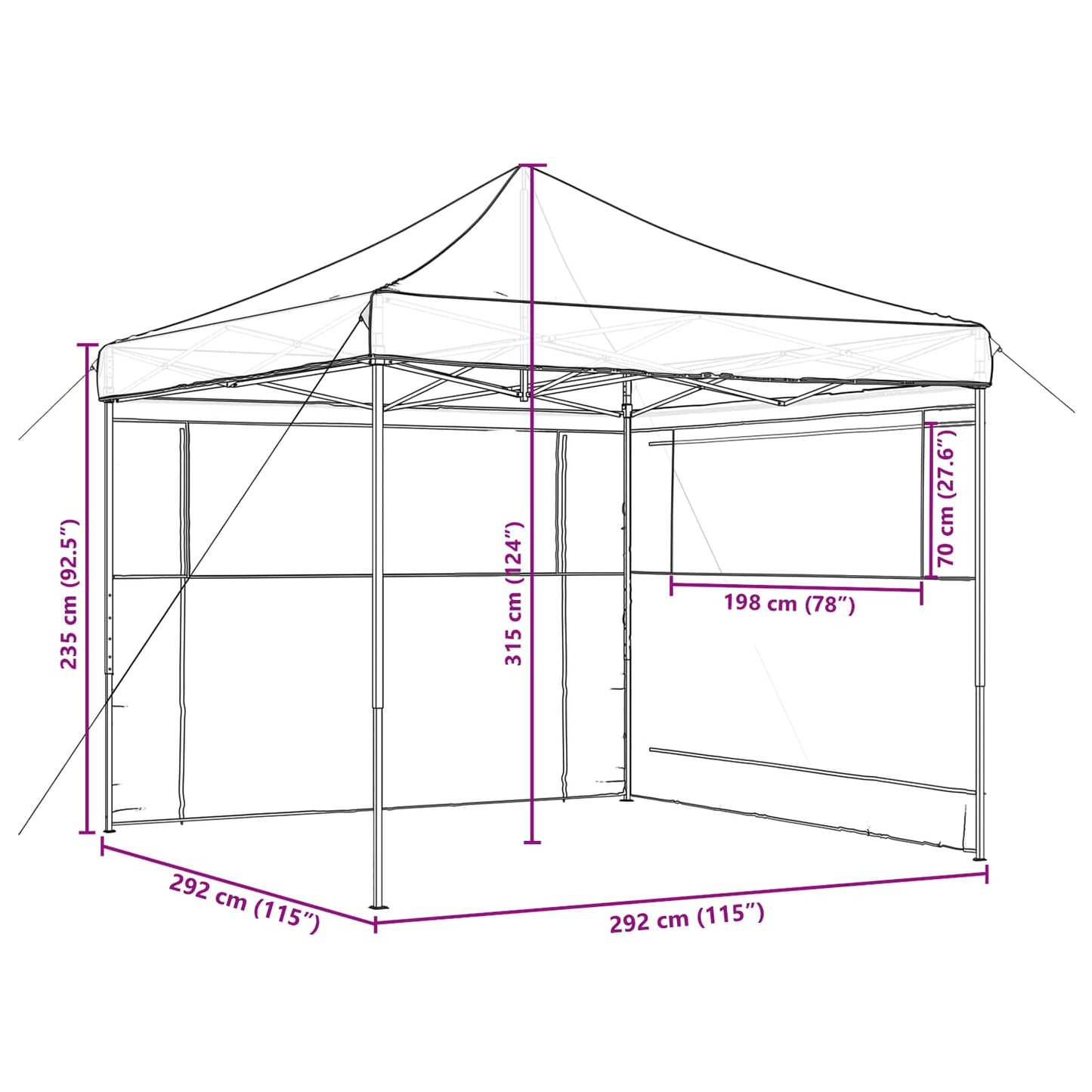 Party Tent Folding Terracotta 292 x 292 x 315 cm Oxford Fabric