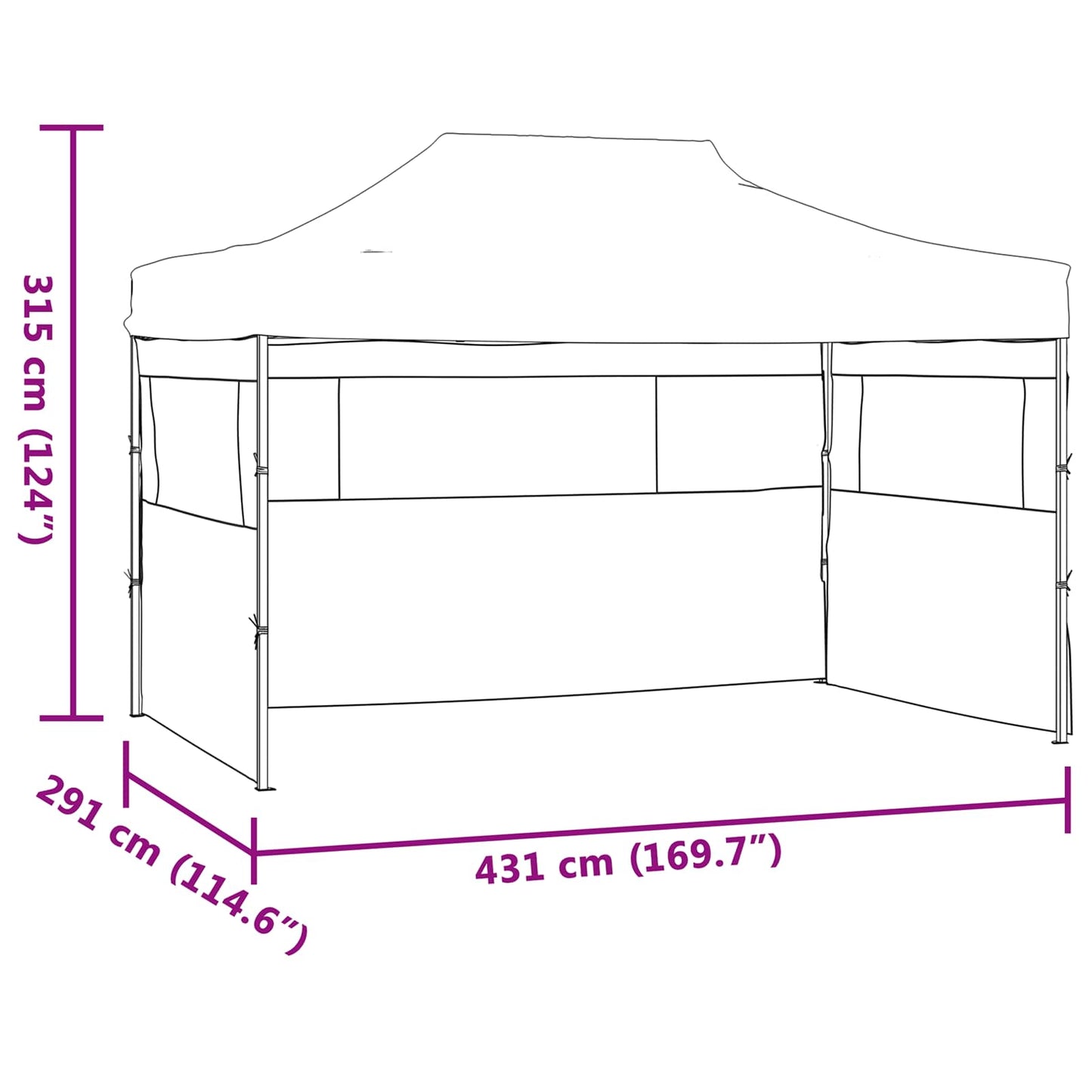 Party Tent Folding Cream 291 x 431 x 315 cm Oxford Fabric