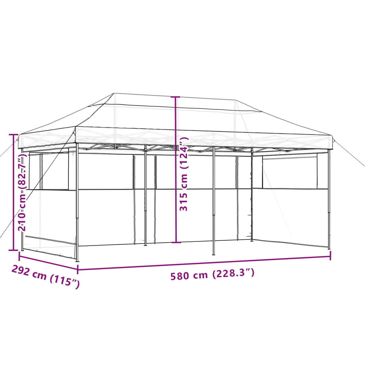 Party Tent 292 x 580 x 315 cm Taupe Oxford Fabric