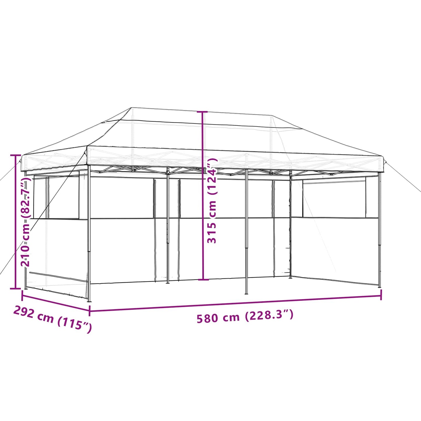 Party Tent Folding Terracotta 292 x 580 x 315 cm Oxford Fabric