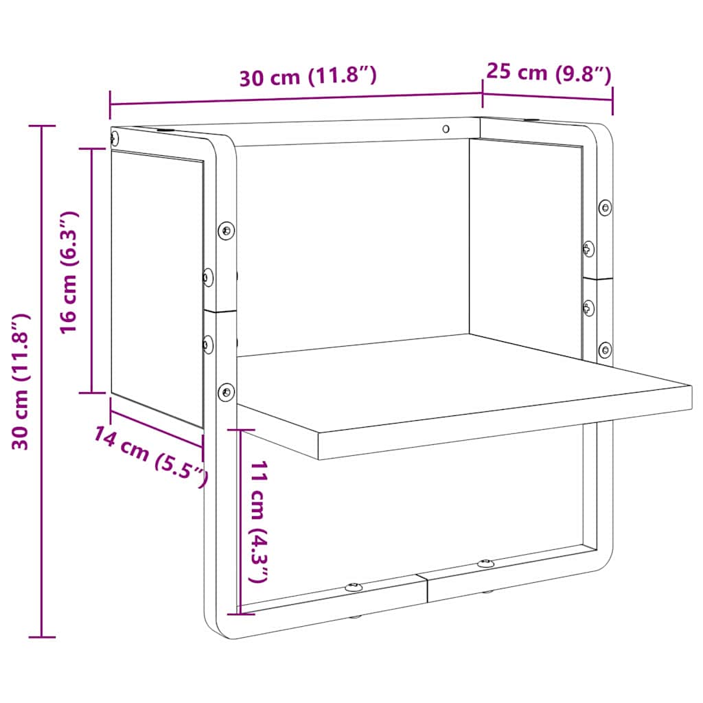 Wall Shelf Wall-Mounted Artisian Oak 30 x 25 x 30 cm
