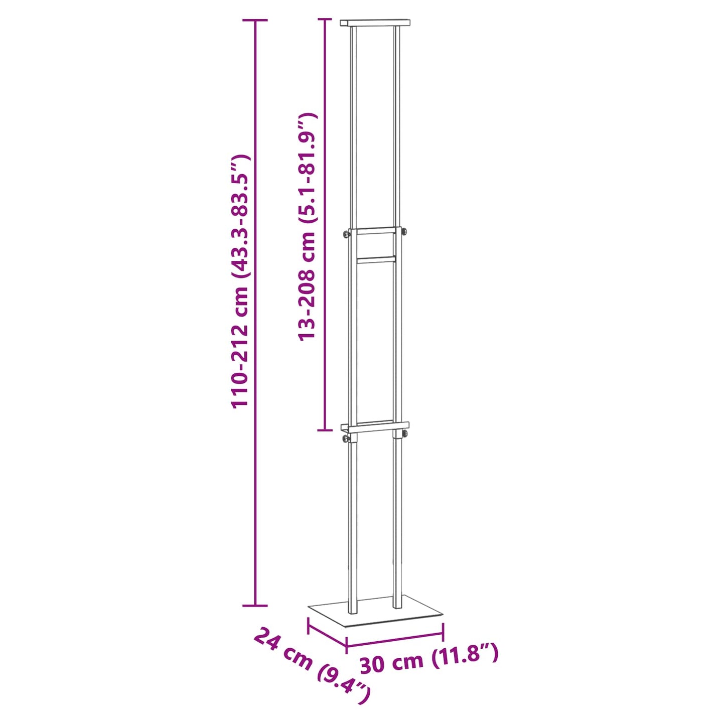 Trade Show Displays Black 30 x 23.5 x 210 cm Steel
