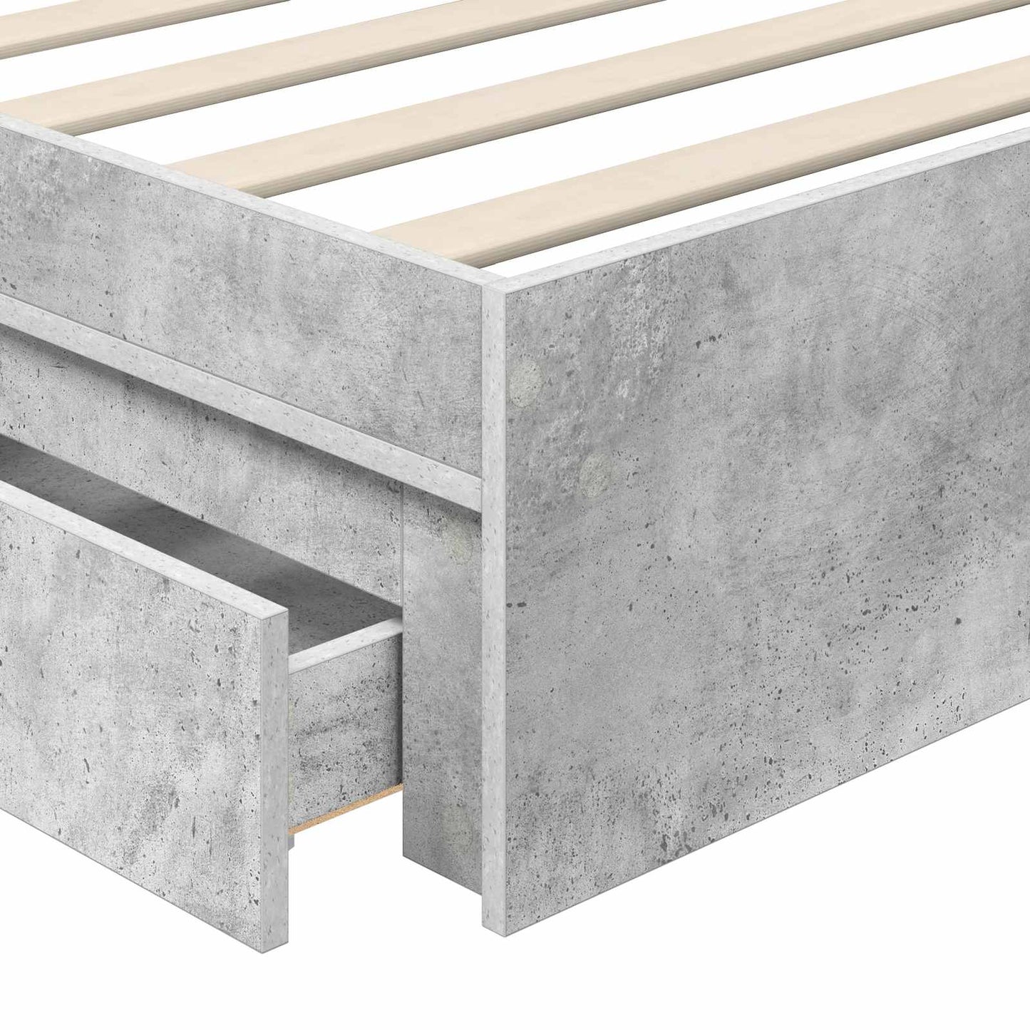 Storage Bed Concrete Grey 90 x 200 cm Engineered Wood
