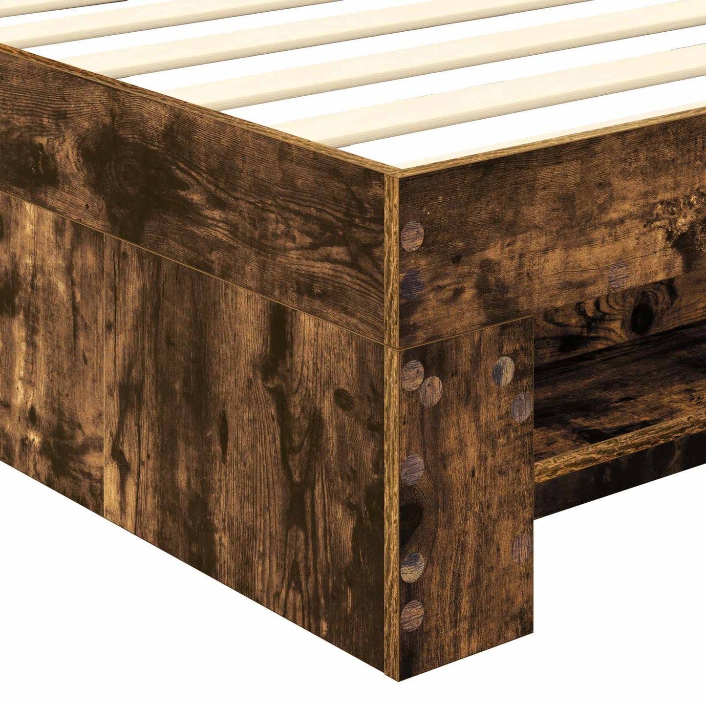 Bed Frame with Headboard Smoked Oak 100 x 200 m Engineered Wood