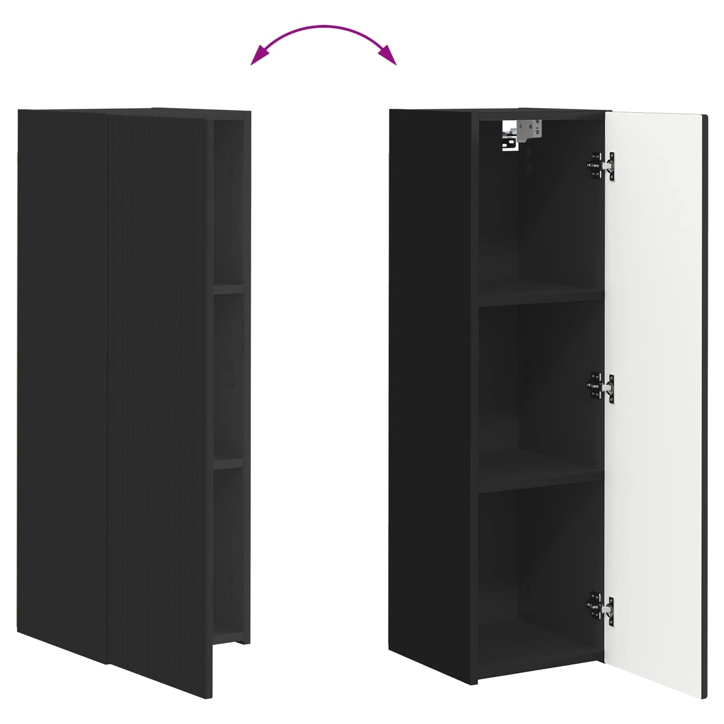 TV Wall Cabinet Set 4 pcs Black Engineered Wood