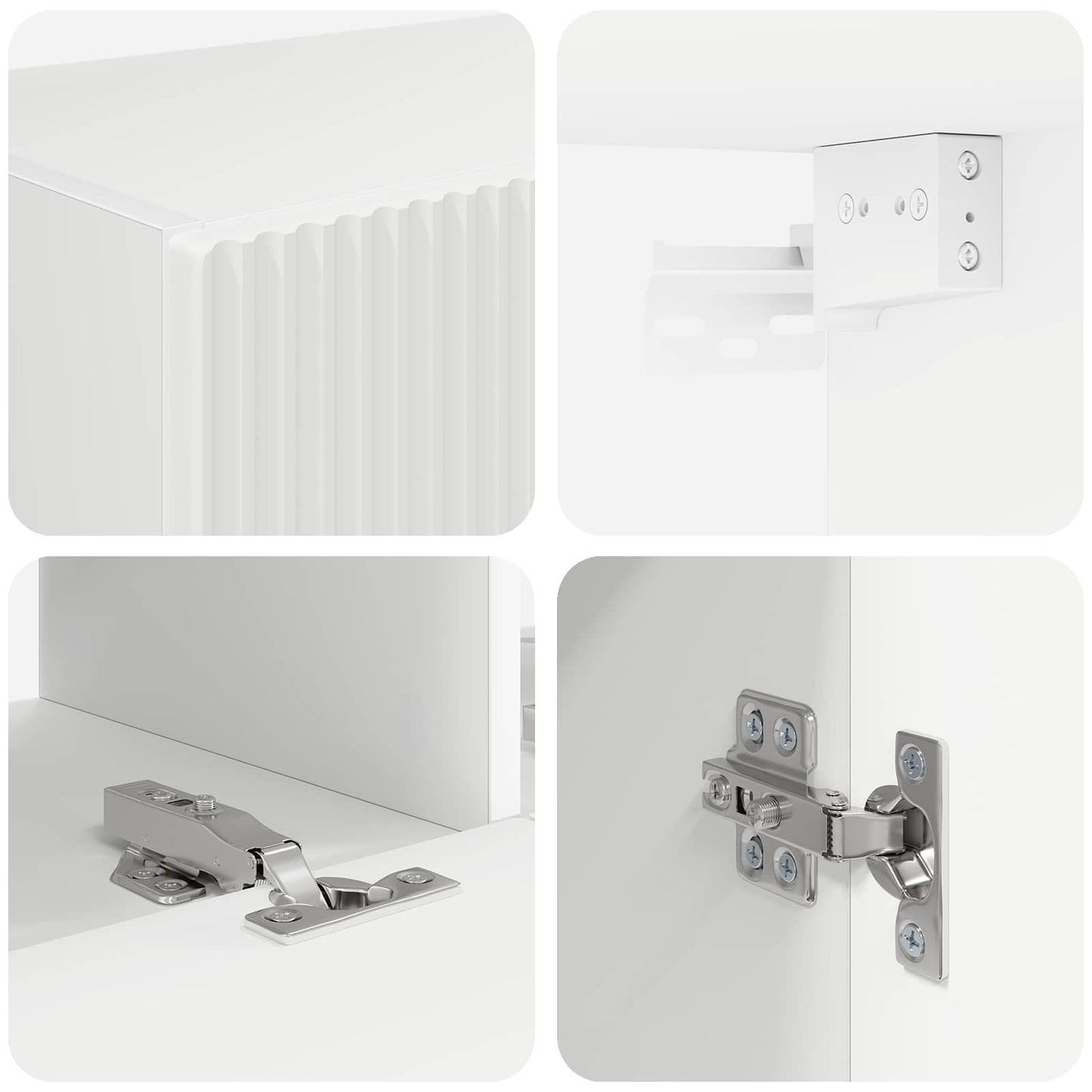 TV Wall Cabinet Set Wall-mounted 6 pcs White