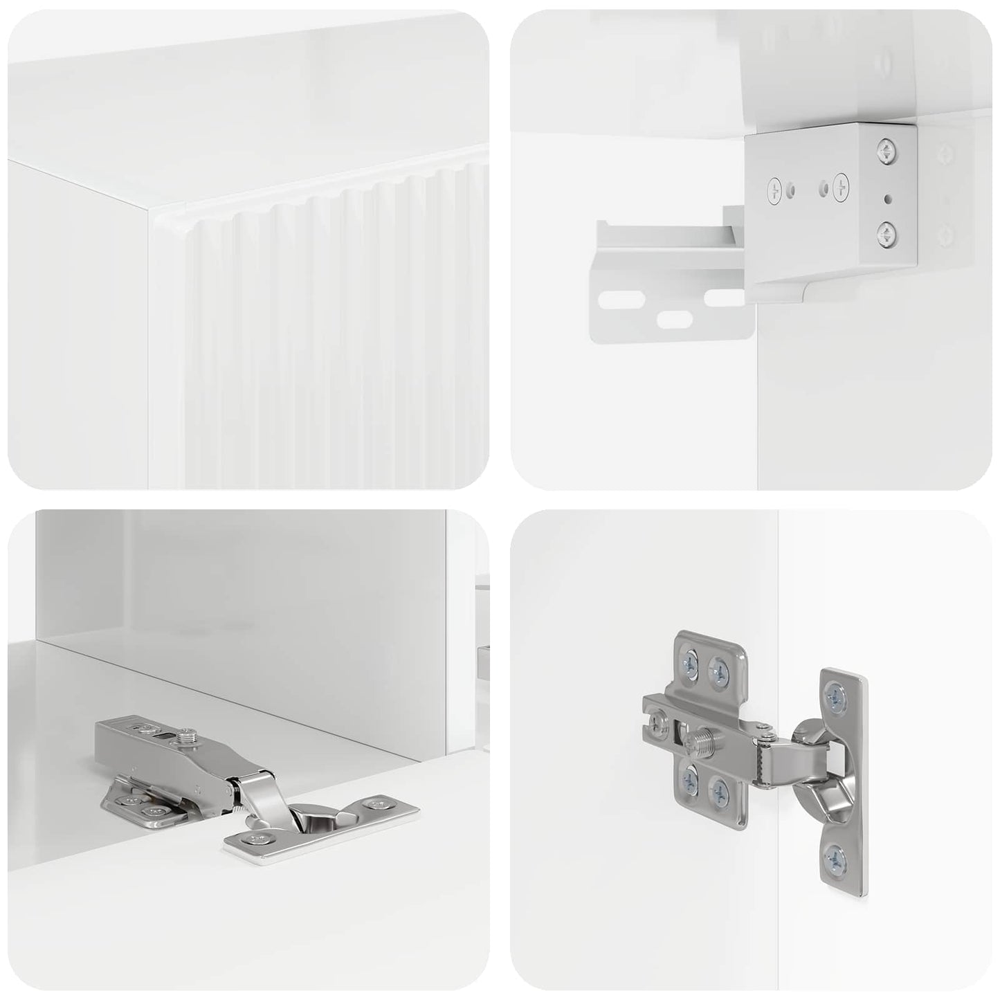 TV Wall Cabinet Set Wall-mounted 6 pcs High Gloss White