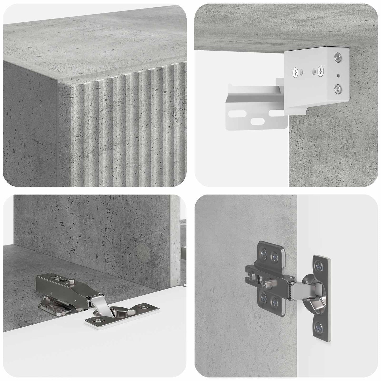 TV Wall Cabinet Set Wall-mounted 6 pcs Concrete Grey