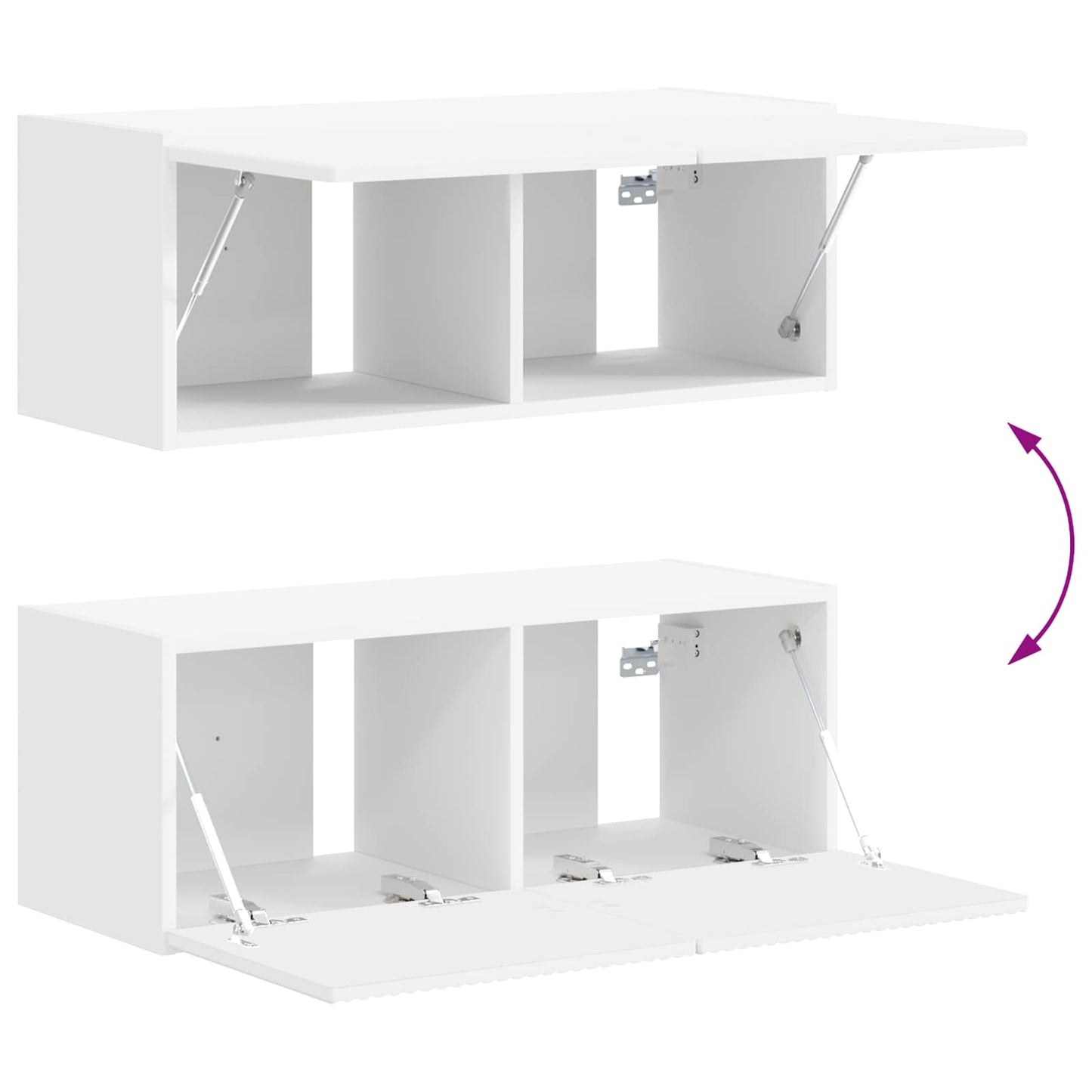 TV Cabinet Set Wall-mounted 4 pcs White Engineered Wood