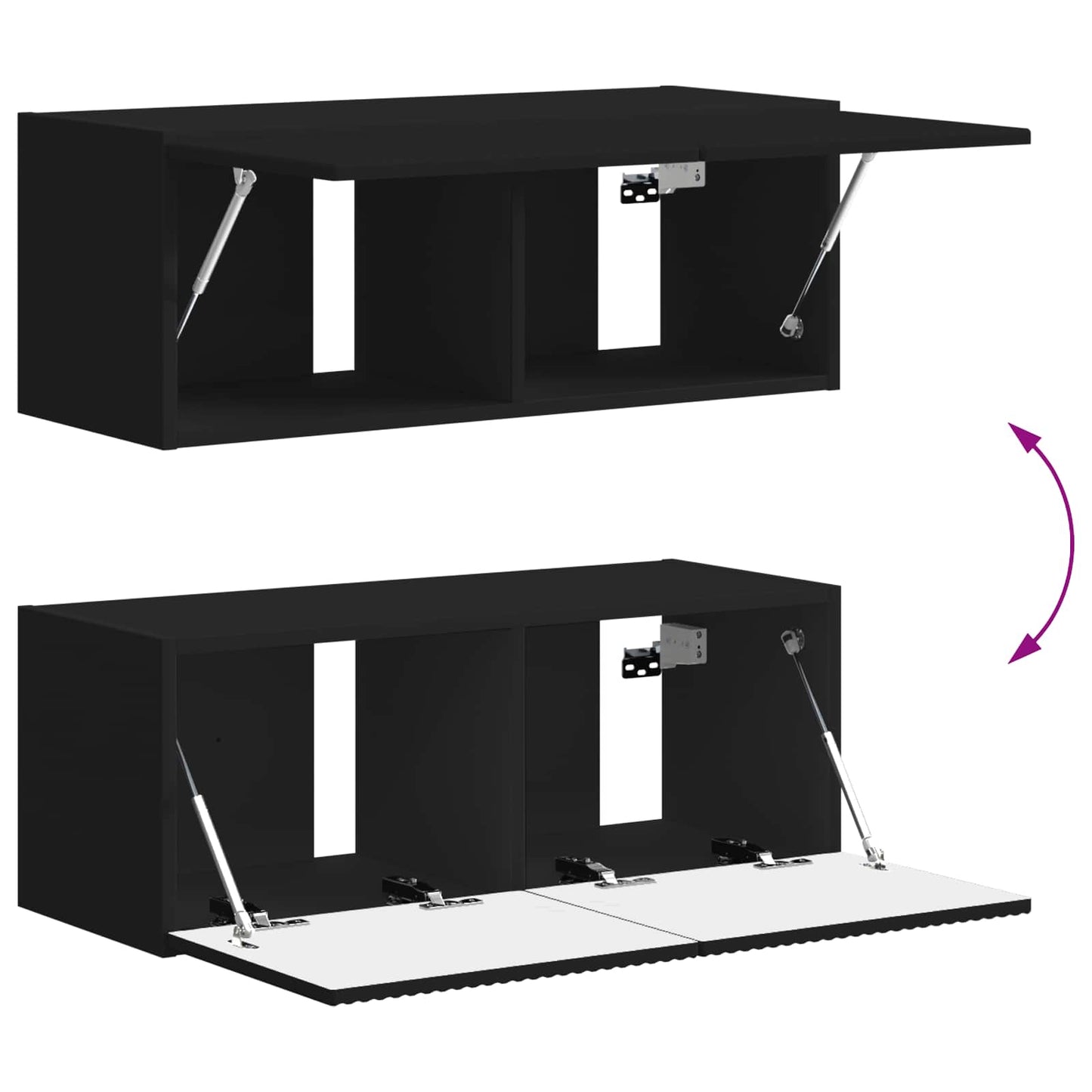 TV Cabinet Set Wall-mounted 4 pcs Black Engineered Wood