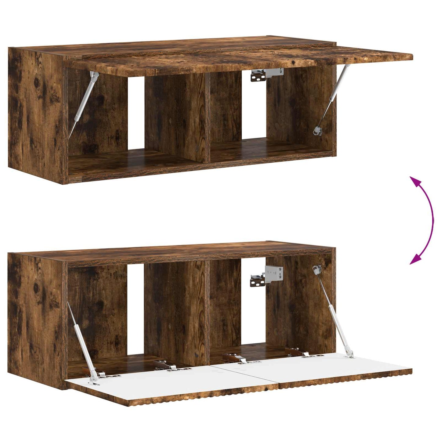 TV Cabinet Set Wall-mounted 3 pcs Smoked Oak Engineered Wood
