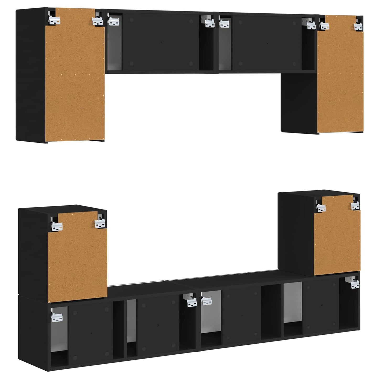 TV Cabinet Set 5 pcs Black Engineered Wood