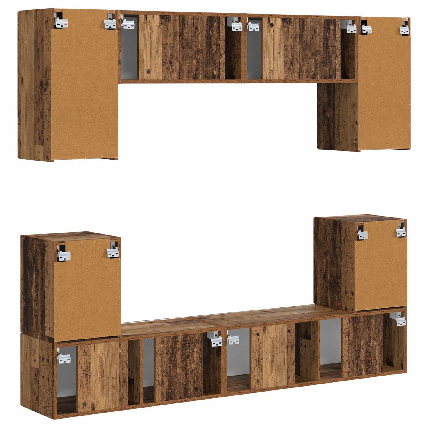 TV Cabinet Set Wall-mounted 5 pcs Old Wood Engineered Wood