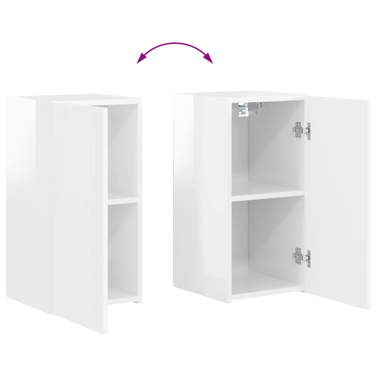 TV Cabinet Set 8 pcs High Gloss White Engineered Wood