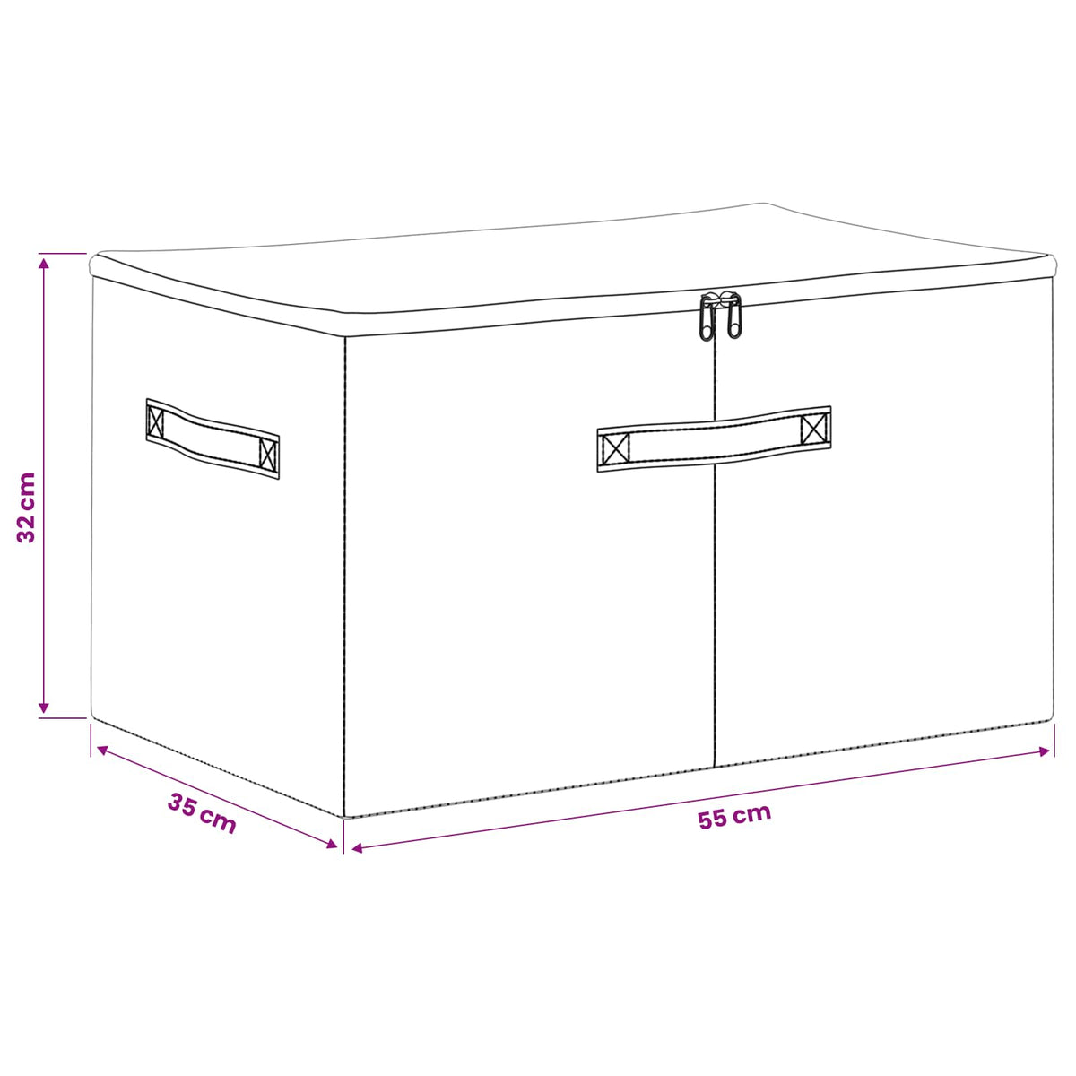Storage Box 2 pcs Non-woven fabric 55 x 35 x 32 cm 61.6 L Grey