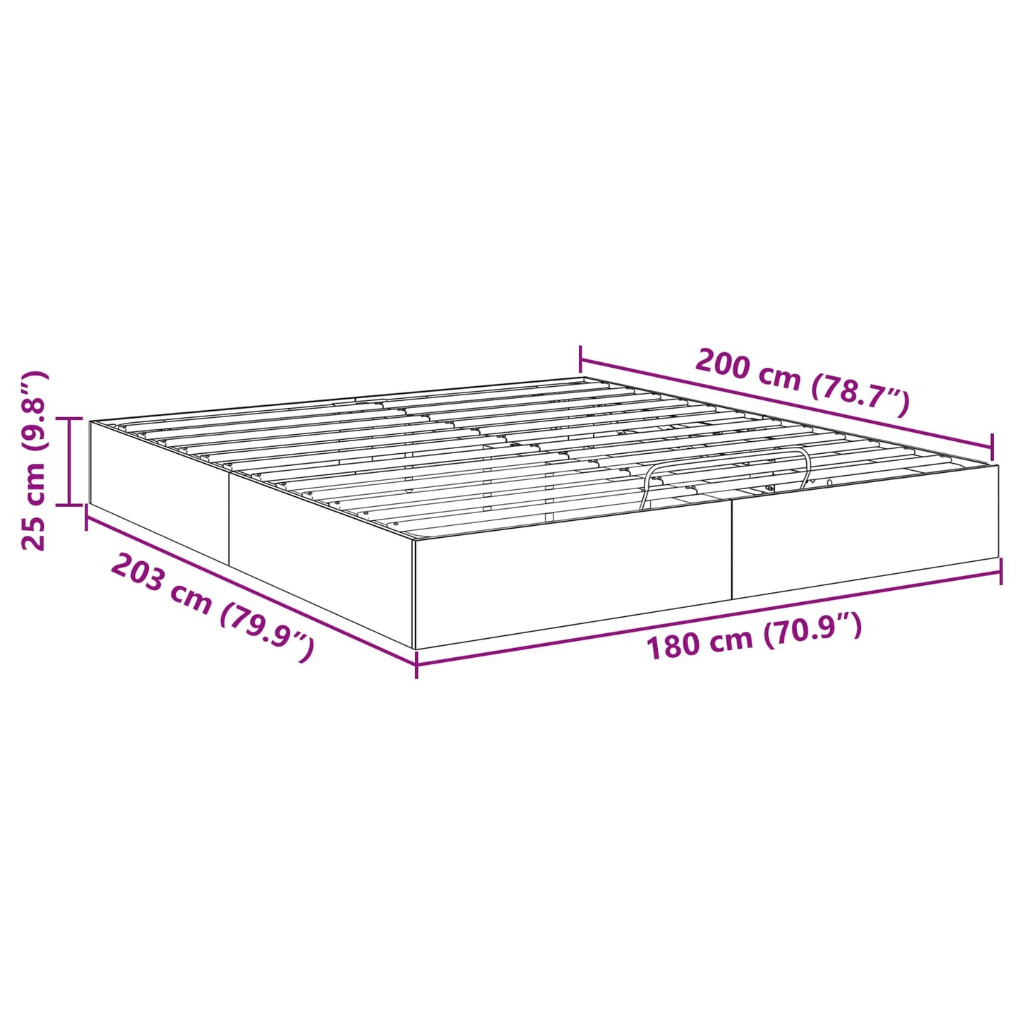 Ottoman Bed Frame with Storage Artisian Oak 203 x 180 x 25 cm