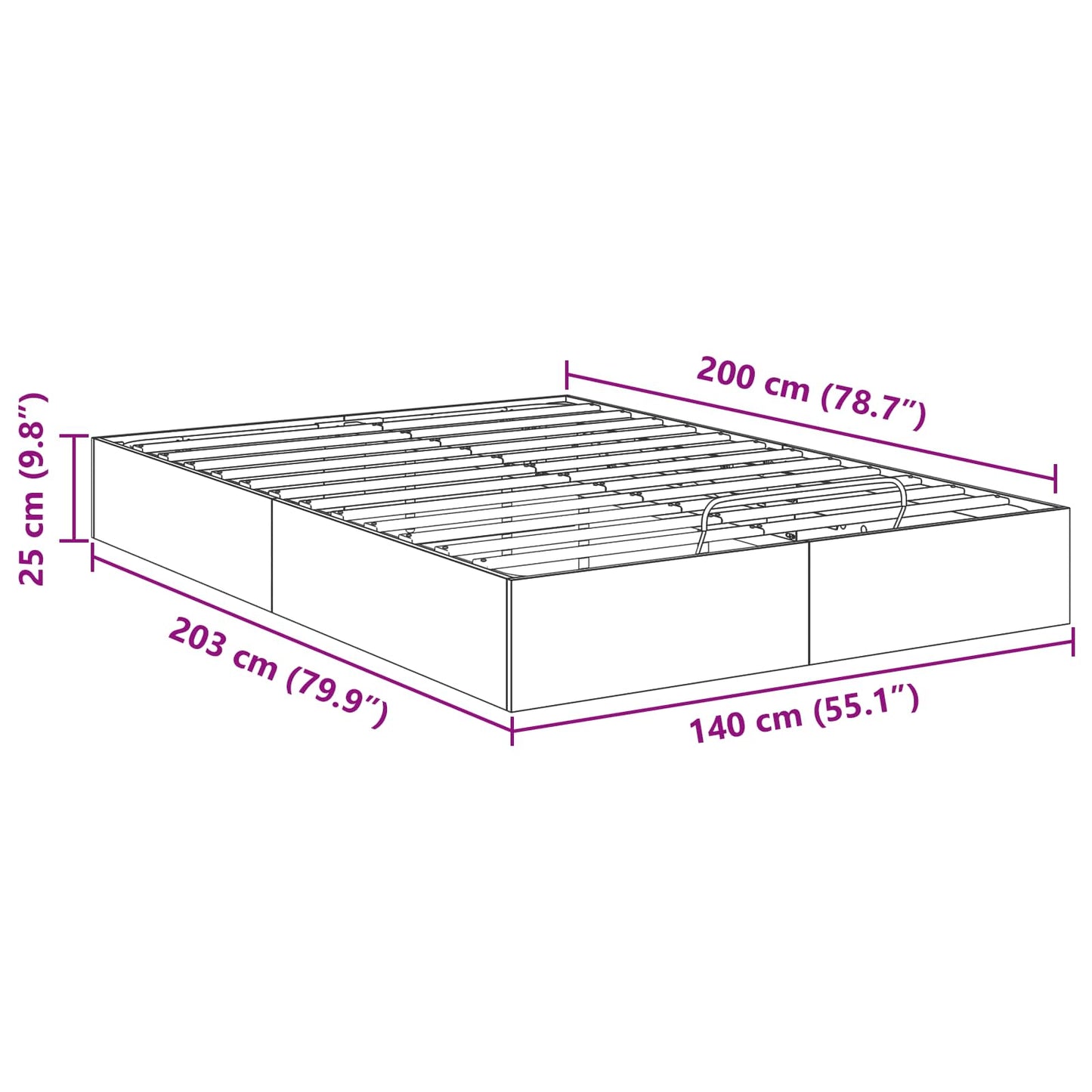 Ottoman Bed Frame Old Wood 203 x 140 x 25 cm Engineered Wood