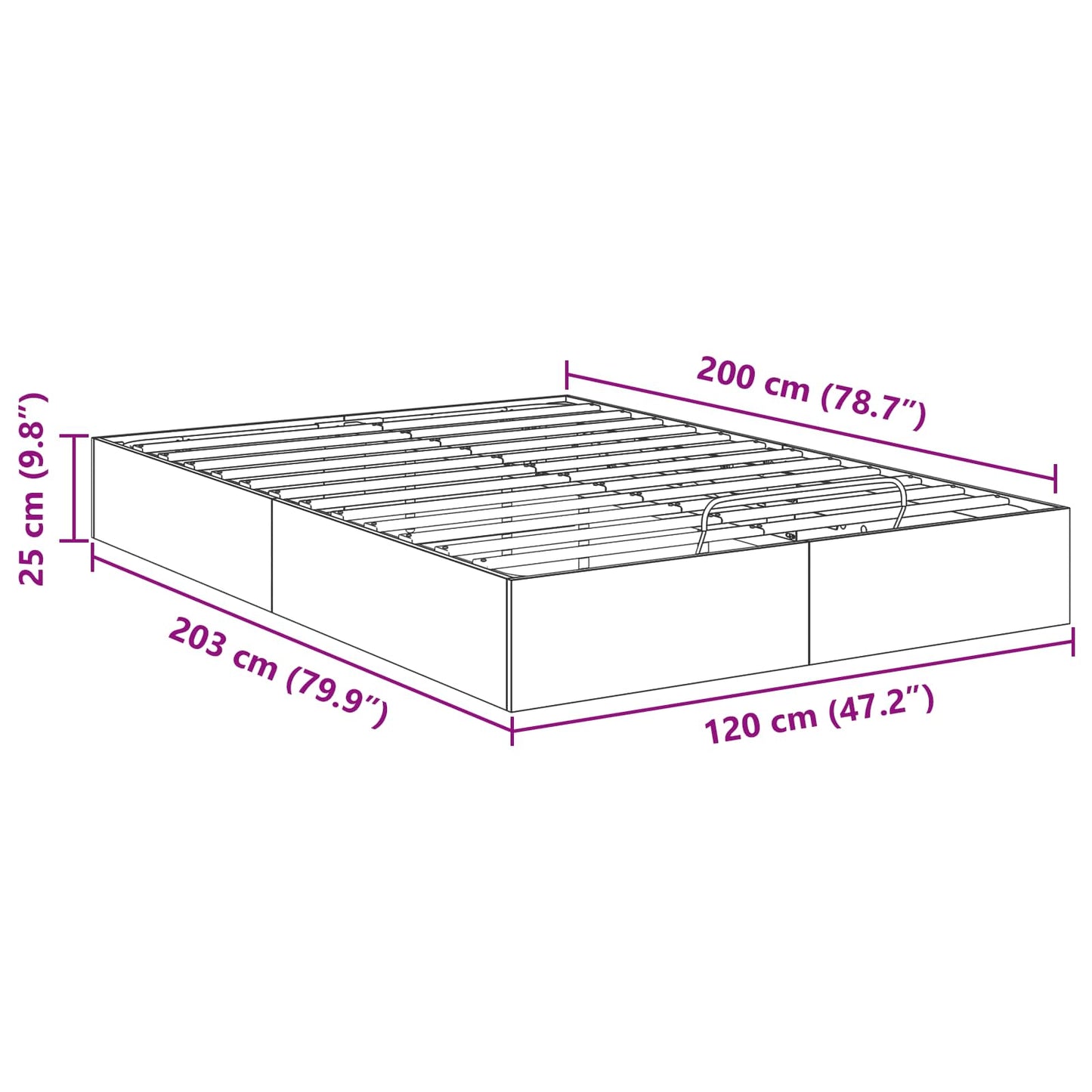 Ottoman Bed Frame Concrete Grey 120 x 200 cm Engineered Wood