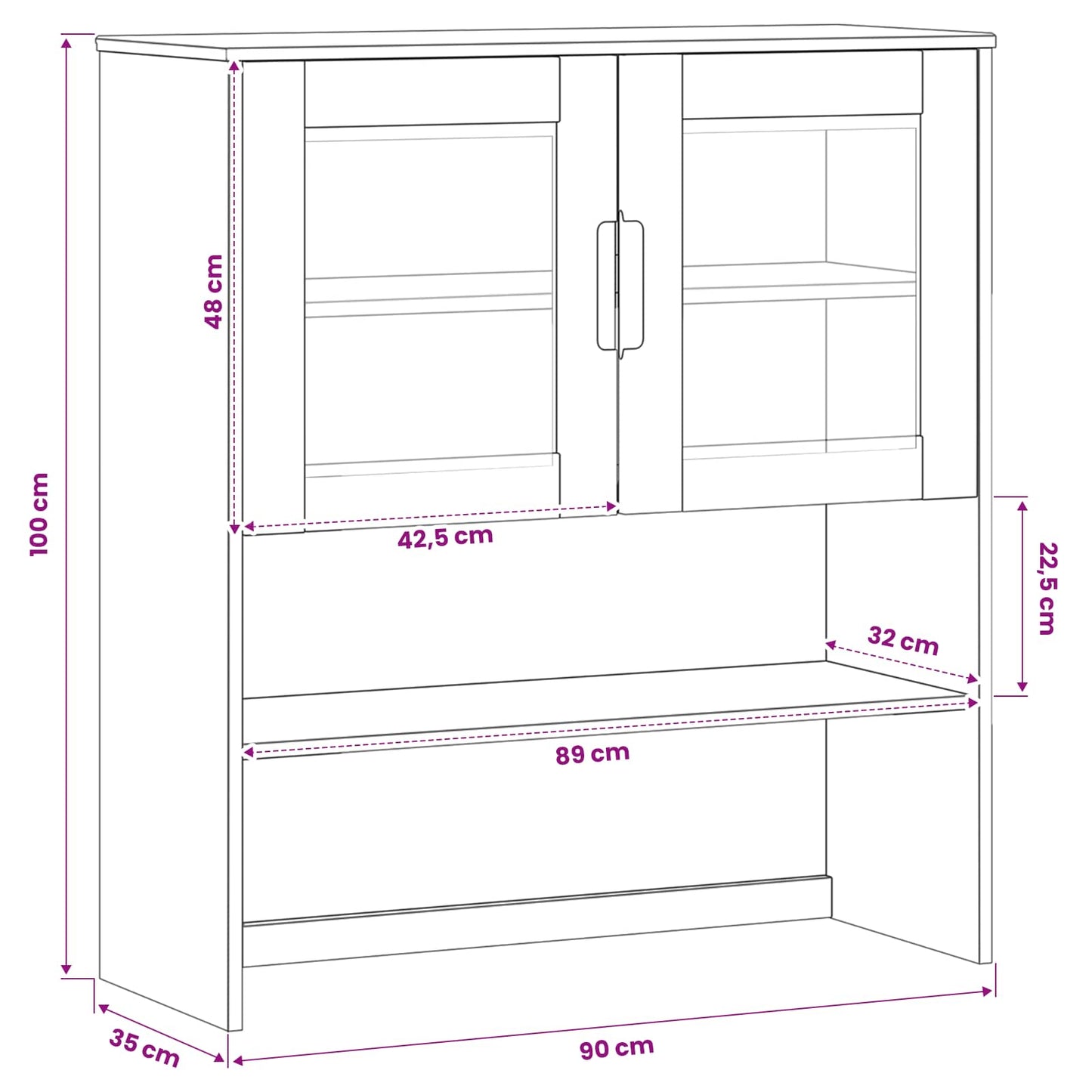 Hutch MOLDE Caramel 90 x 35 x 100 cm Solid Pine Wood