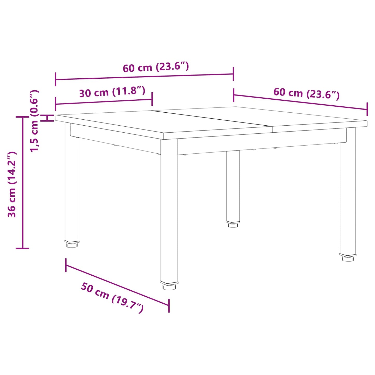 Coffee Table Grey Sonoma 60 x 60 x 36 cm Engineered Wood