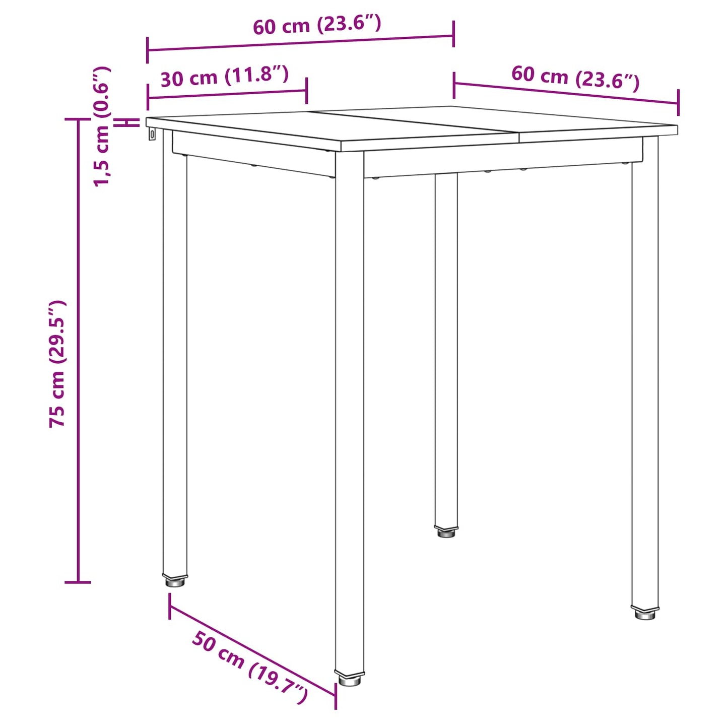 Dining Tables 60 x 60 x 75 cm Engineered Wood Black Oak Square