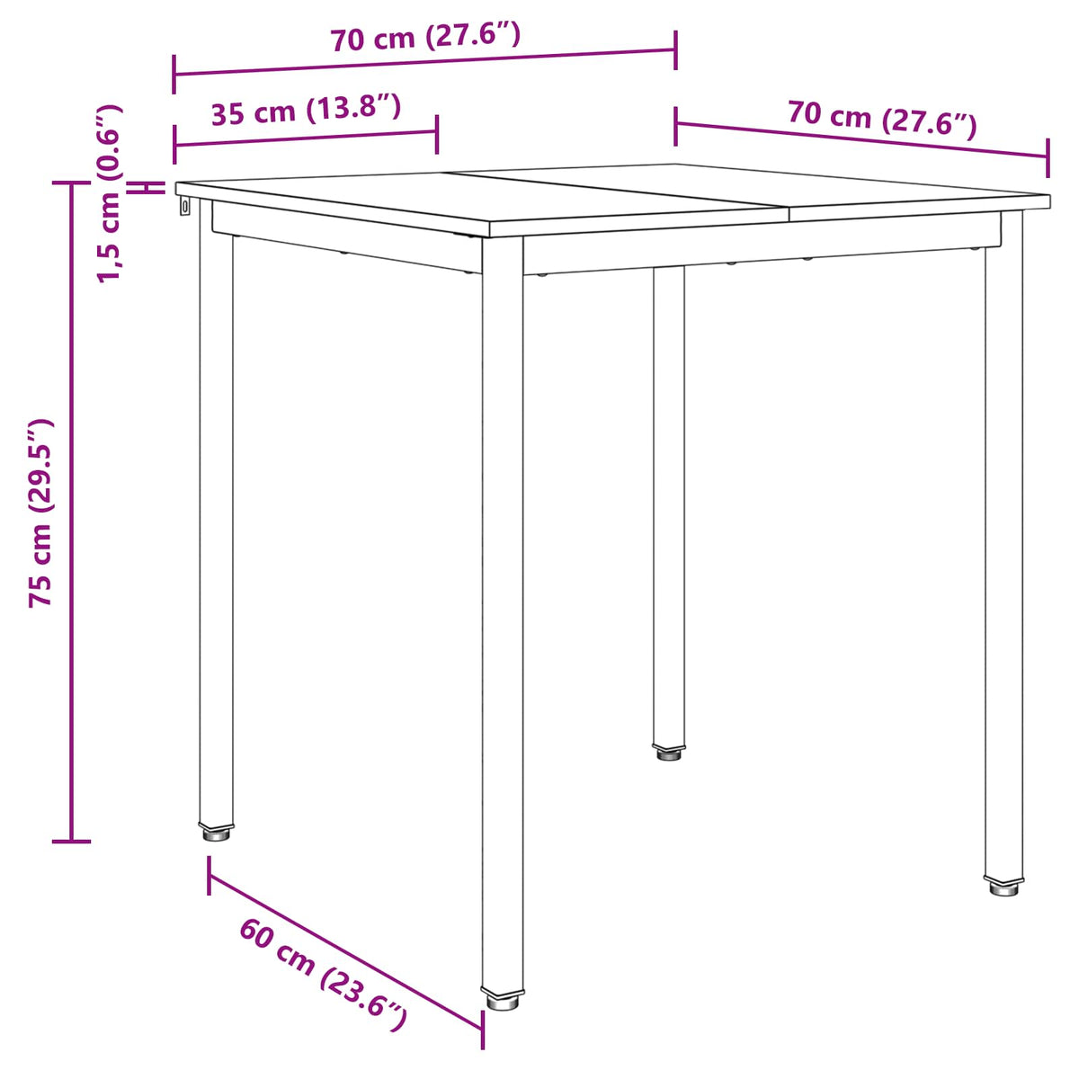 Dining Tables 70 x 70 x 75 cm Engineered Wood Artisan Oak