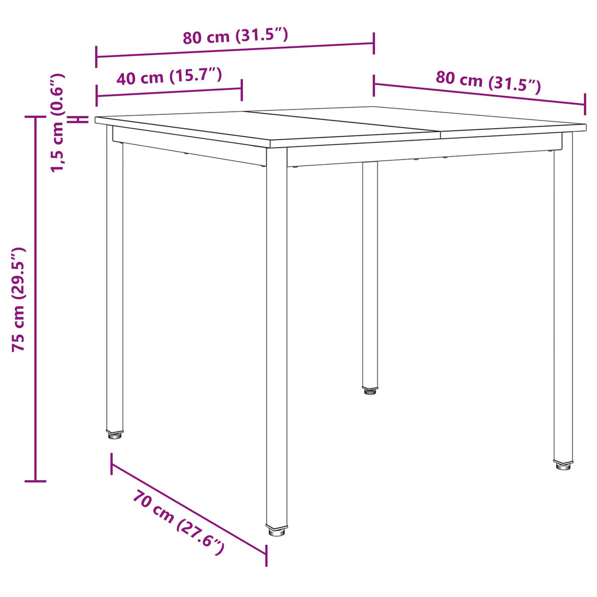 Dining Tables 80 x 80 x 75 cm Engineered Wood Old Wood Square
