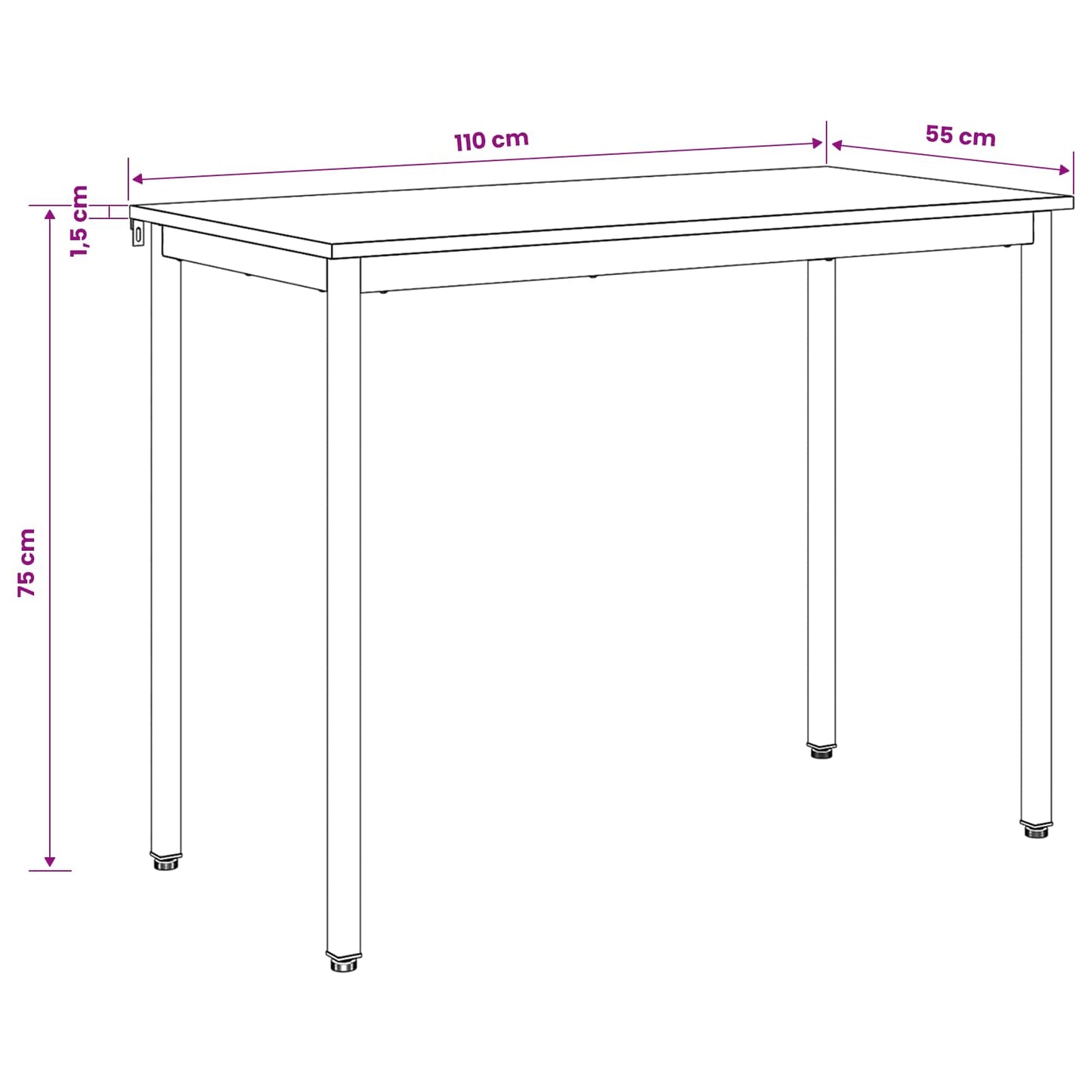 Dining Tables 110 x 55 x 75 cm METAL Rectangular