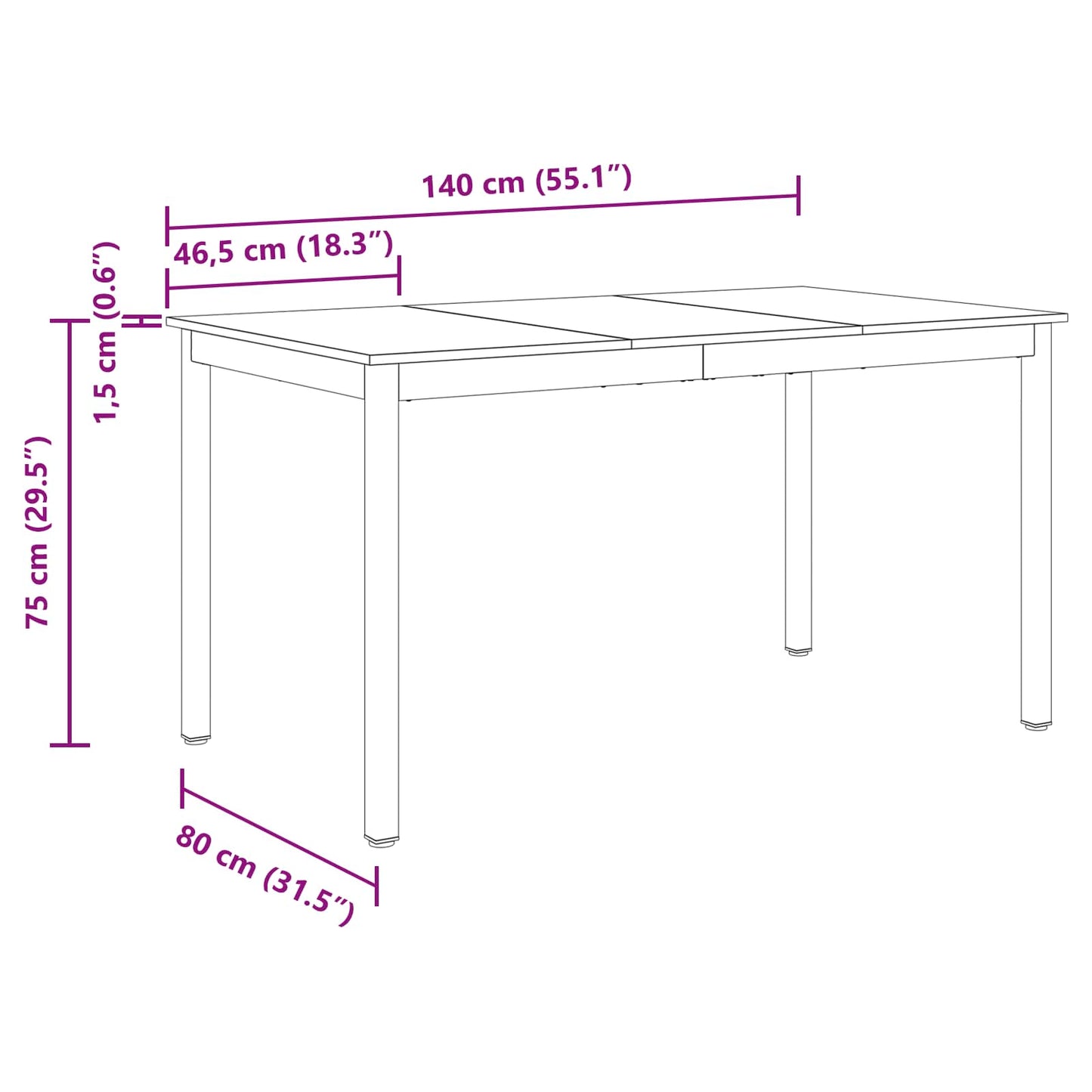 Dining Tables 140 x 80 x 75 cm Engineered Wood Oak Wood