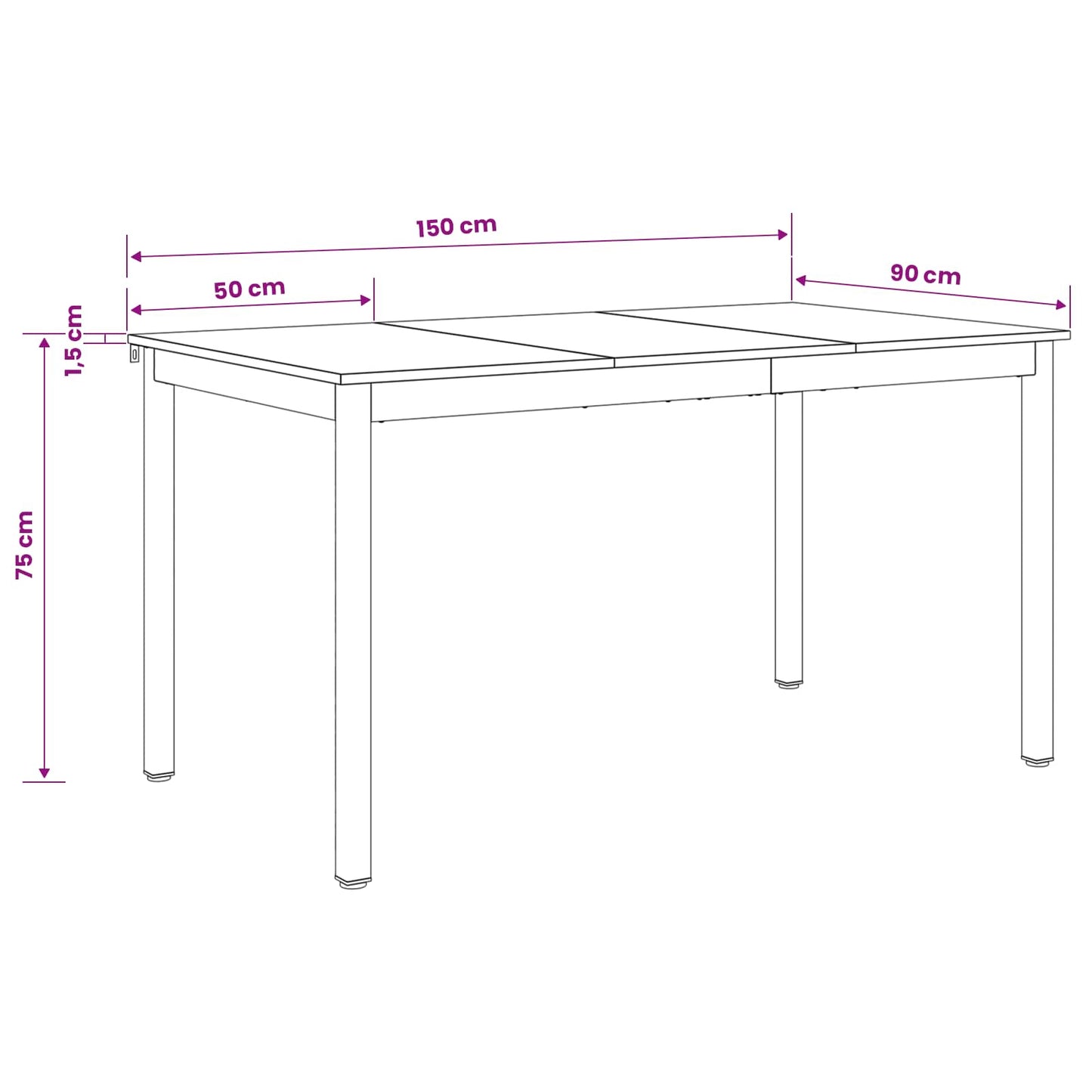 Dining Tables 150 x 78 x 75 cm METAL