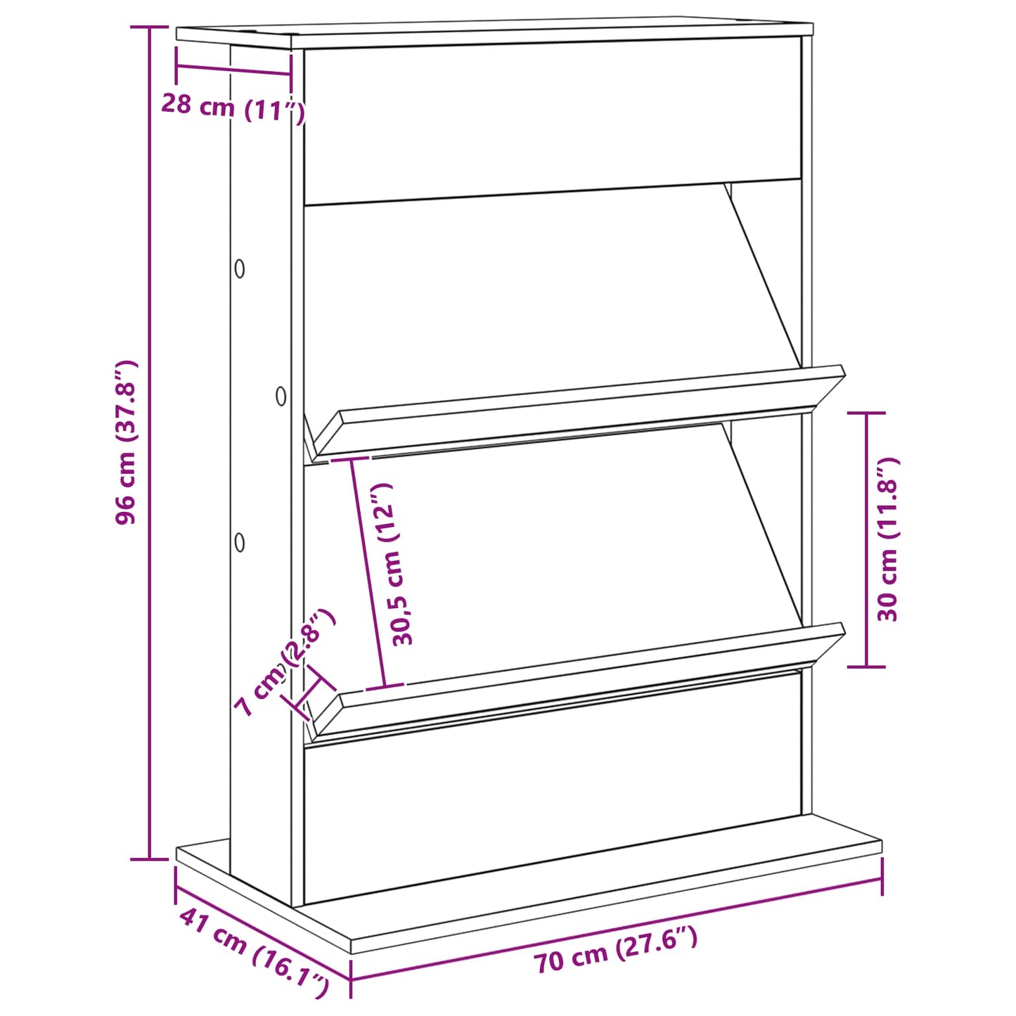 Magazine Rack Black Oak 70 x 41 x 96 cm Engineered Wood