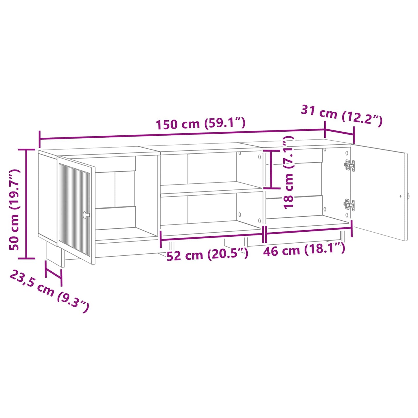 TV Cabinet 150 x 31 x 50 cm High Gloss White Engineered Wood