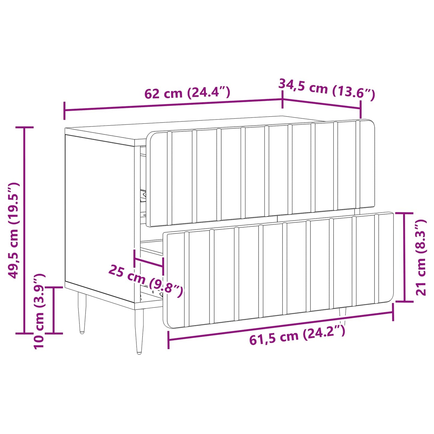 Bedside Cabinet Grey Sonoma 62 x 34.5 x 49.5 cm Engineered Wood
