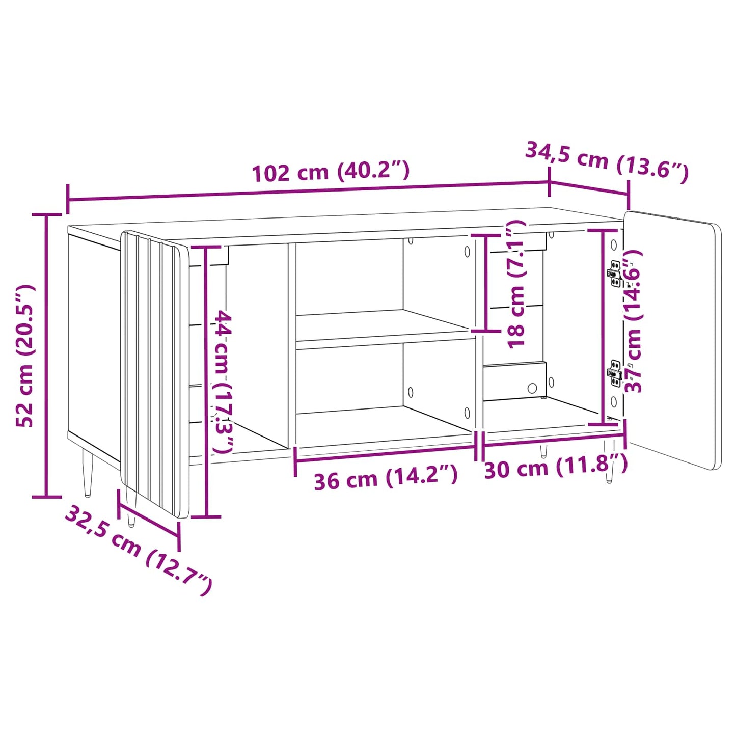 TV Cabinet 102 x 34.5 x 52 cm Artisan Oak Engineered Wood