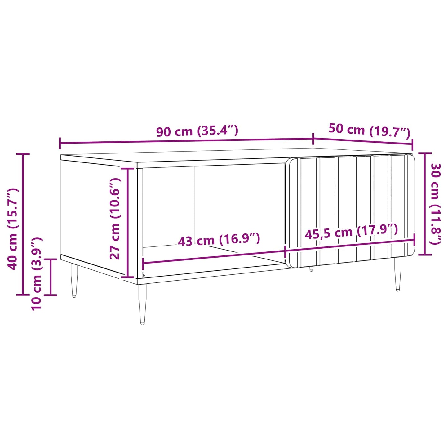 Coffee Table Grey Sonoma 90 x 50 x 40 cm Engineered Wood