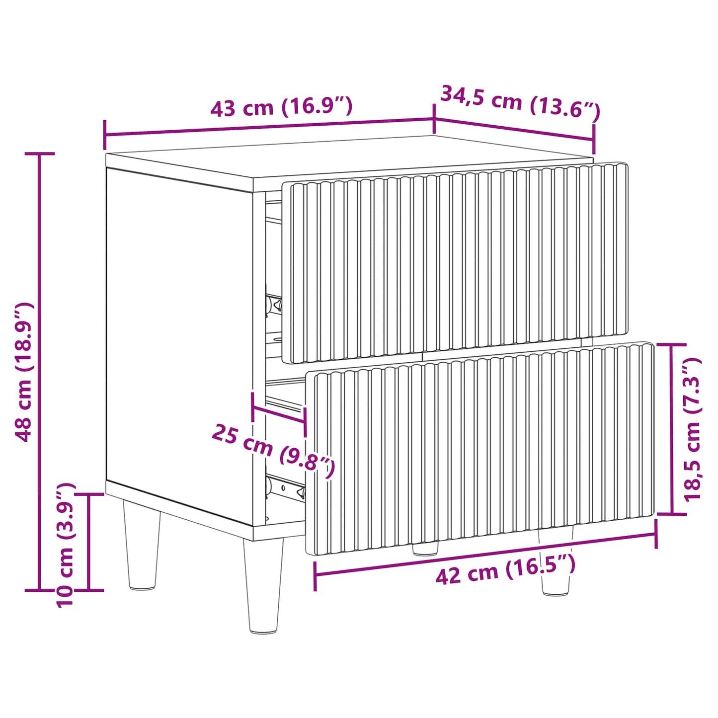 Bedside Cabinet Grey Sonoma 43 x 34.5 x 48 cm Engineered Wood