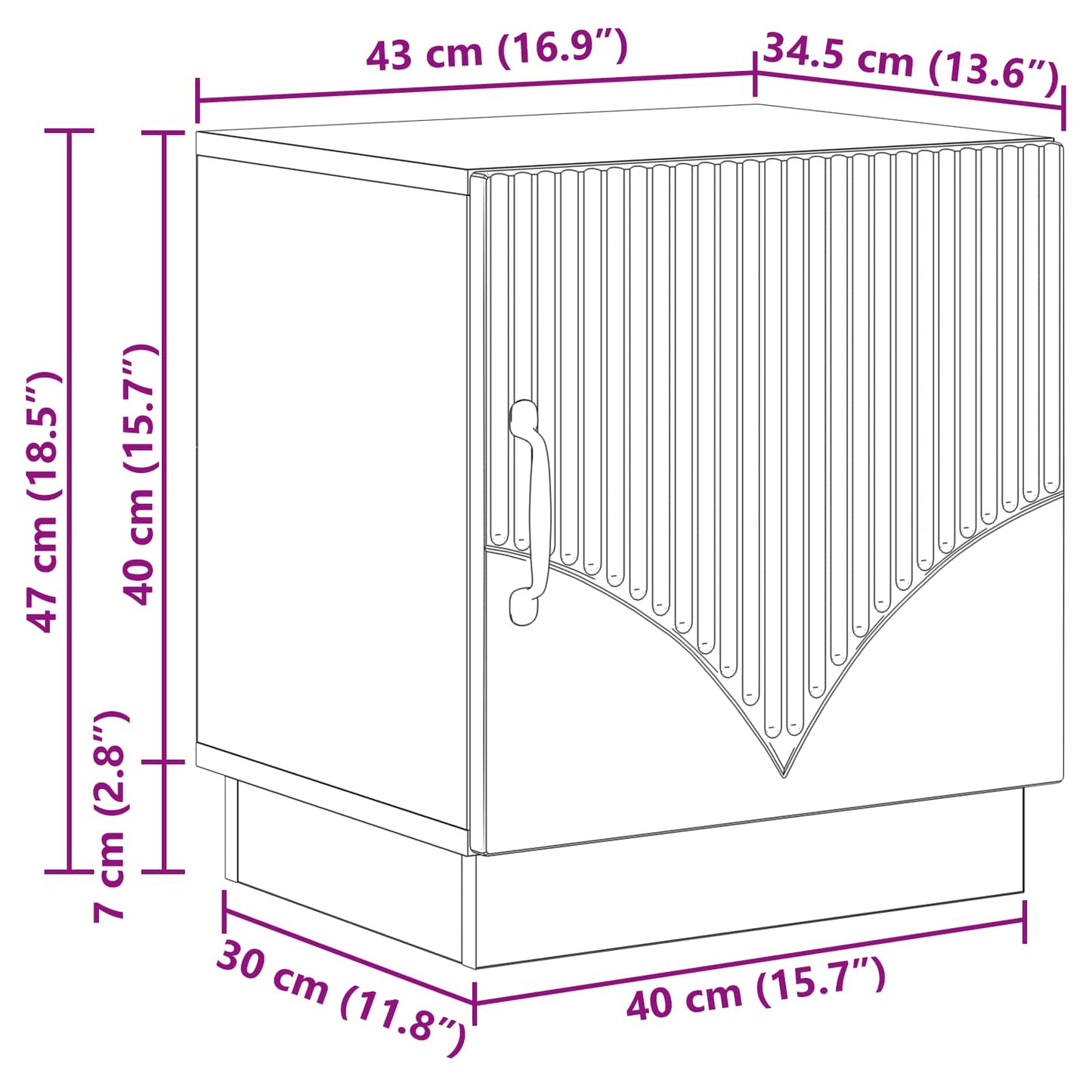 Bedside Table 2 pcs Concerte Grey 43 x 34.5 x 47 cm