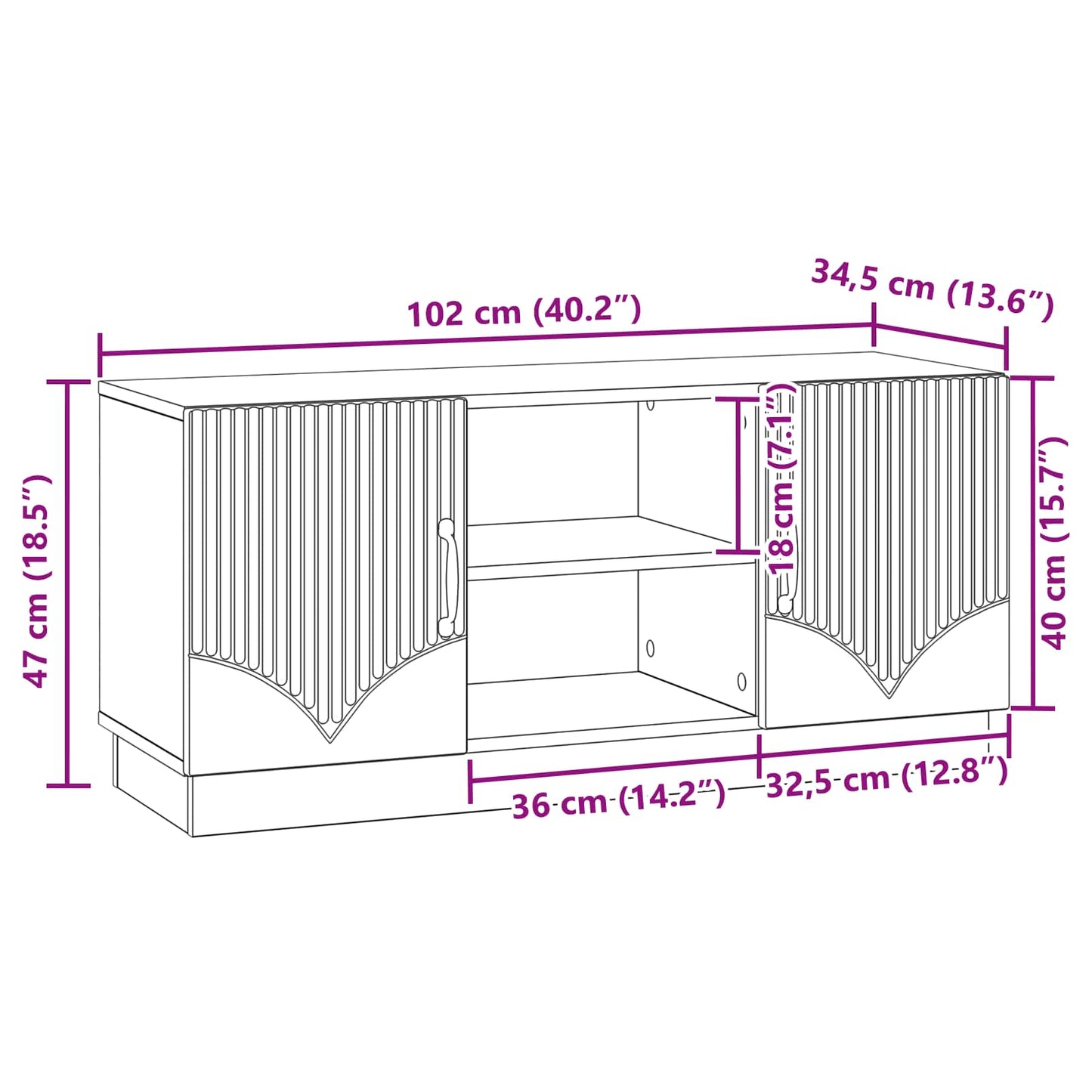 TV Cabinet Grey Sonoma 102 x 34.5 x 47 cm Engineered Wood