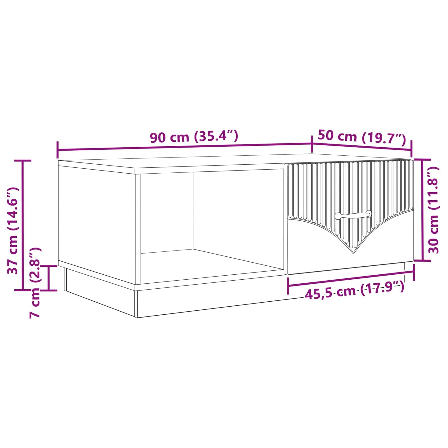 Coffee Table Smoked Oak 90 x 50 x 37 cm Engineered Wood