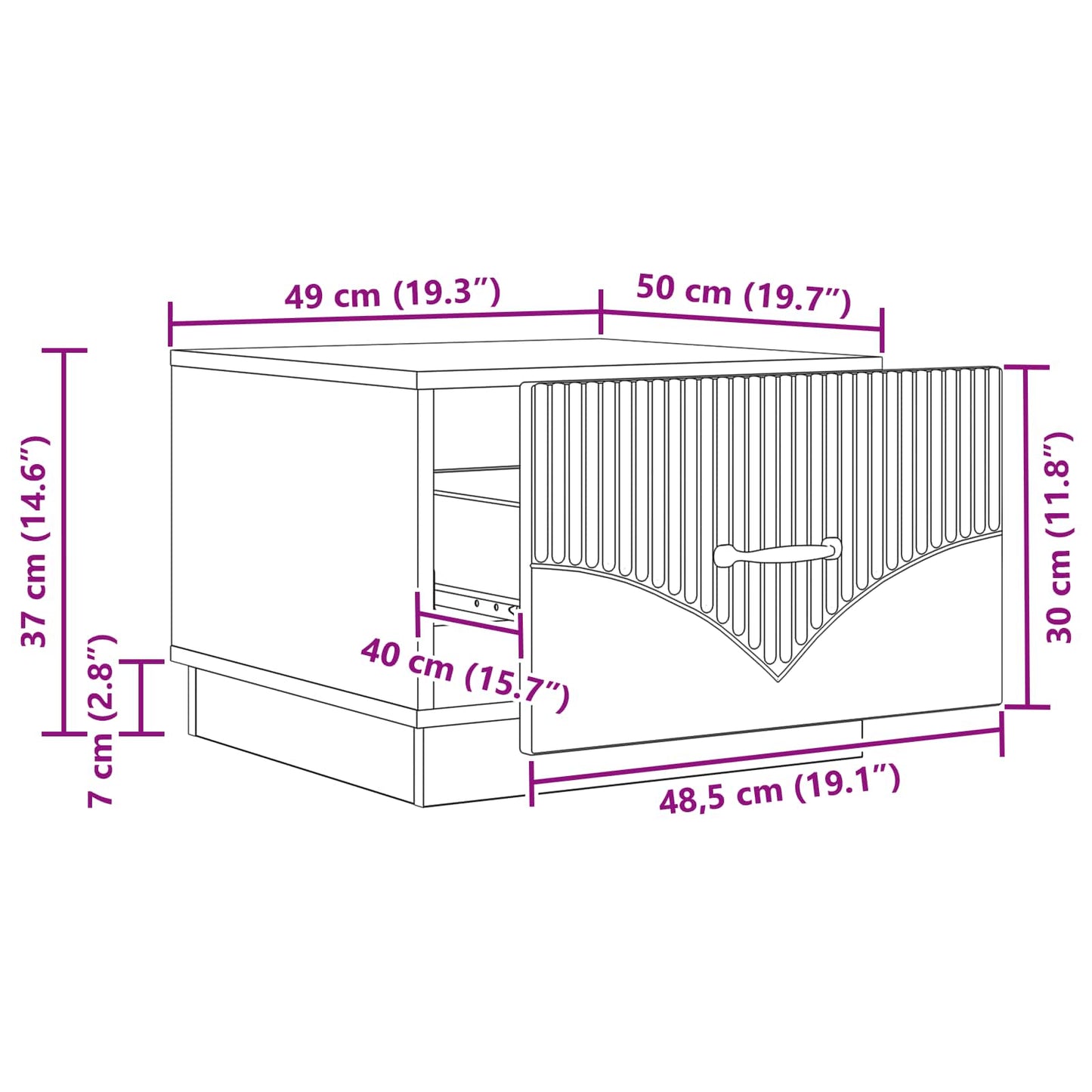 Coffee Table Sonoma Oak 49 x 50 x 37 cm Engineered Wood