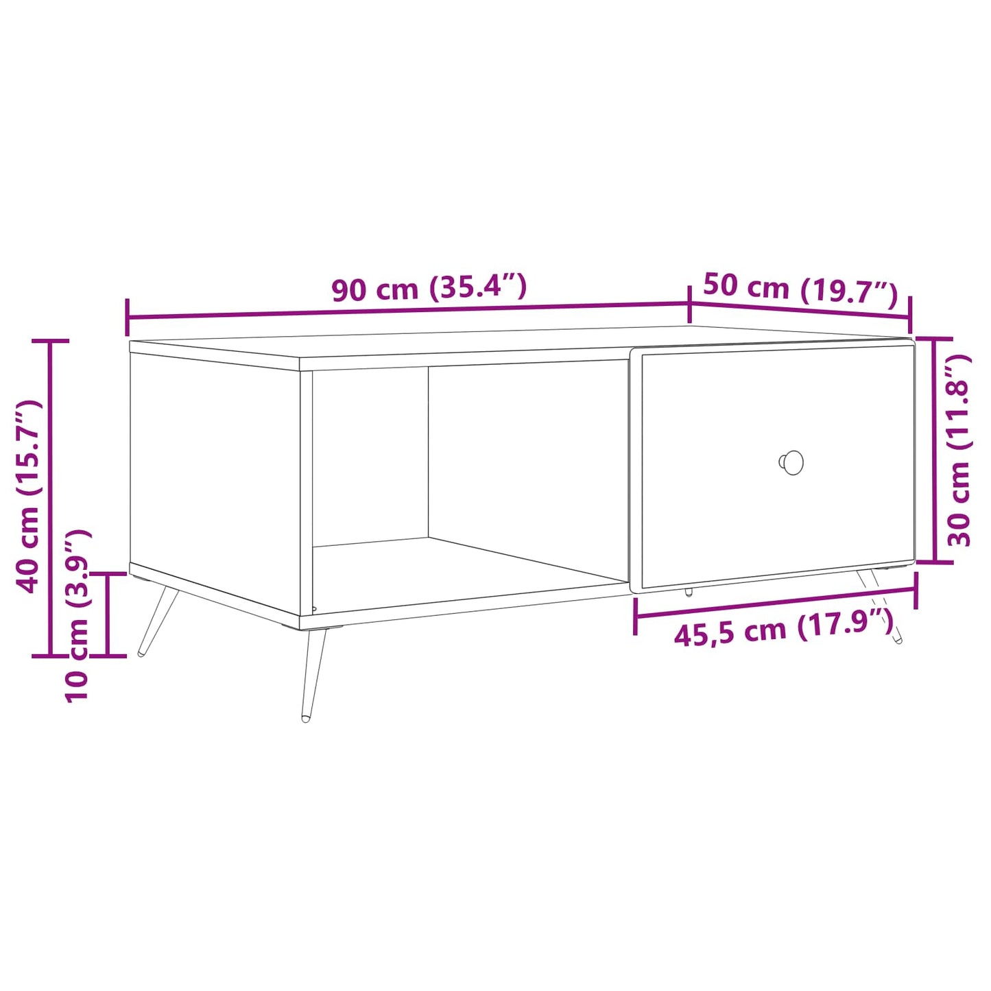 Coffee Table Old Wood 90 x 50 x 40 cm Engineered Wood