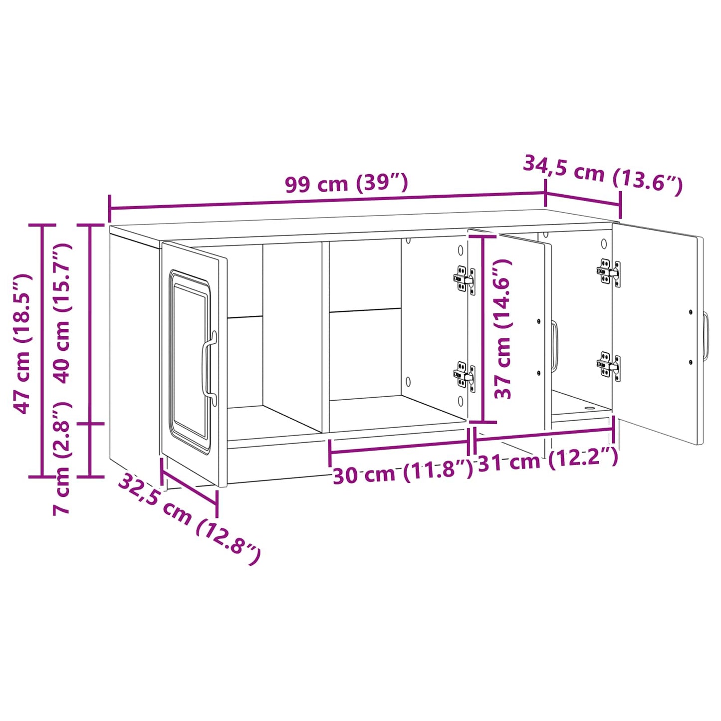 TV Cabinet Concrete Grey 99 x 34.5 x 47 cm Engineered Wood