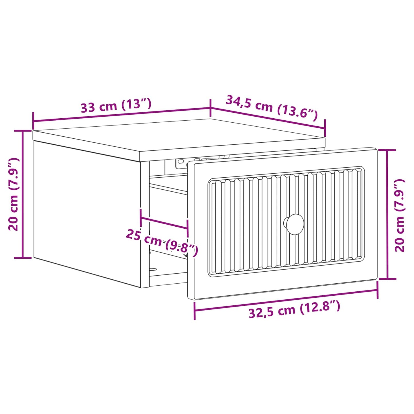 Wall-Mounted Bedside Cabinet 2 pcs Sonoma Oak 33 x 34.5 x 20 cm