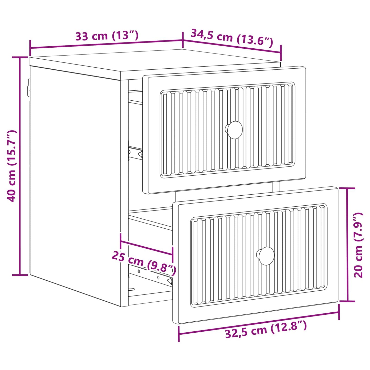 Wall-Mounted Bedside Cabinet 2 pcs Smoked Oak 33 x 34.5 x 40 cm