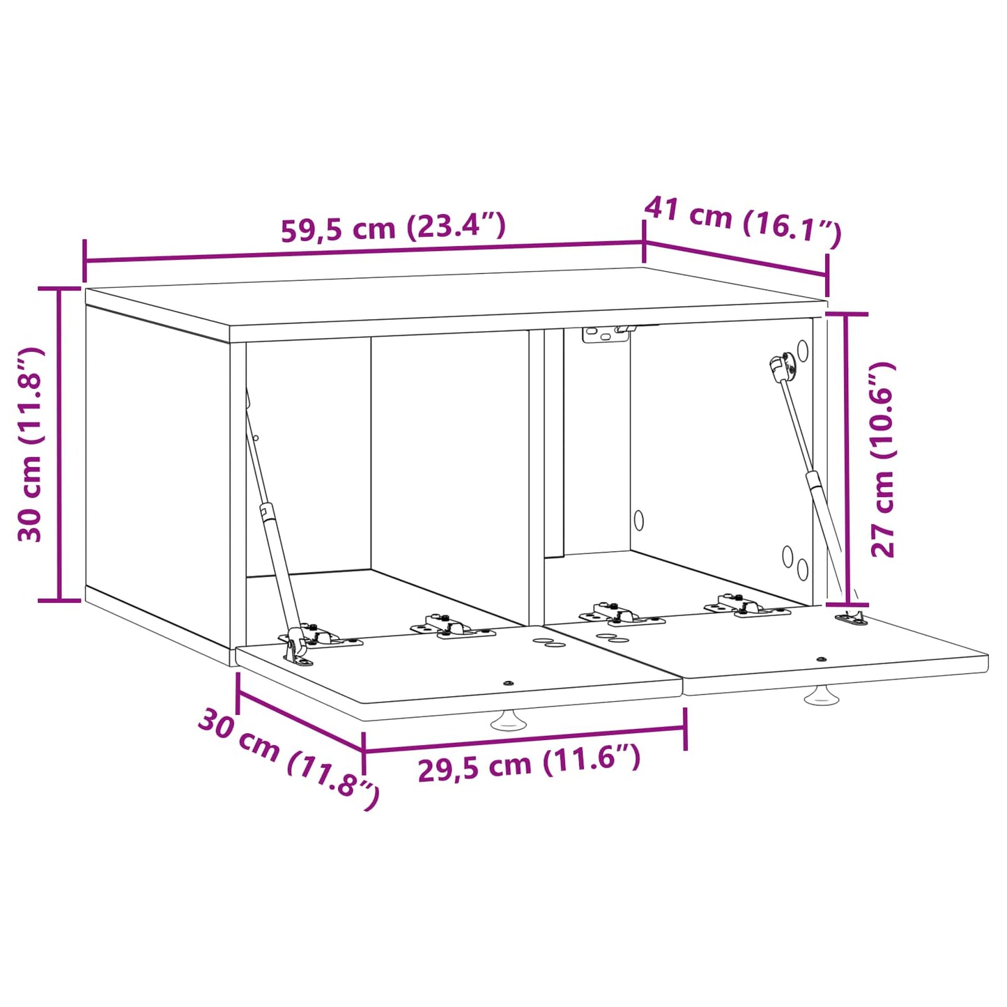 Wall-Mounted TV Cabinet Concrete Grey 59.5 x 41 x 30 cm