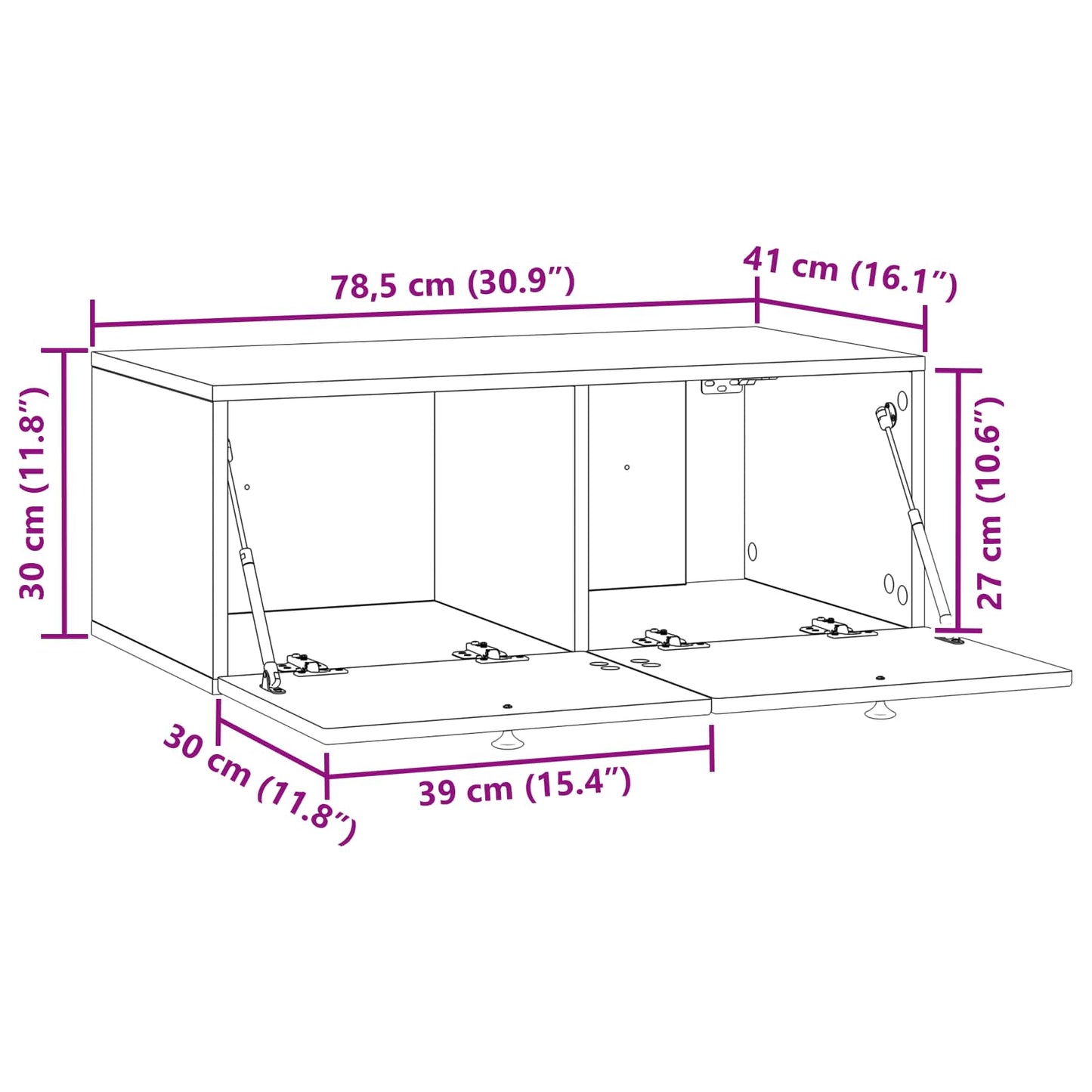 Wall-Mounted TV Cabinet Wall-mounted Old Wood 78.5 x 41 x 30 cm