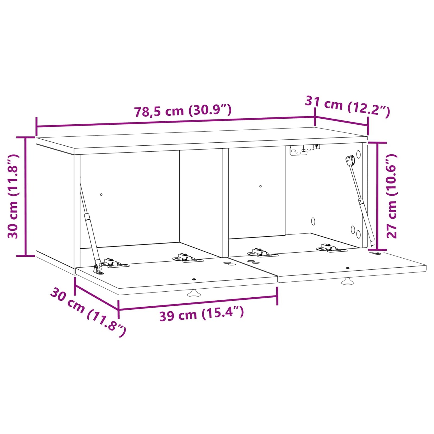 Wall-Mounted TV Cabinet High Gloss White 78.5 x 31 x 30 cm