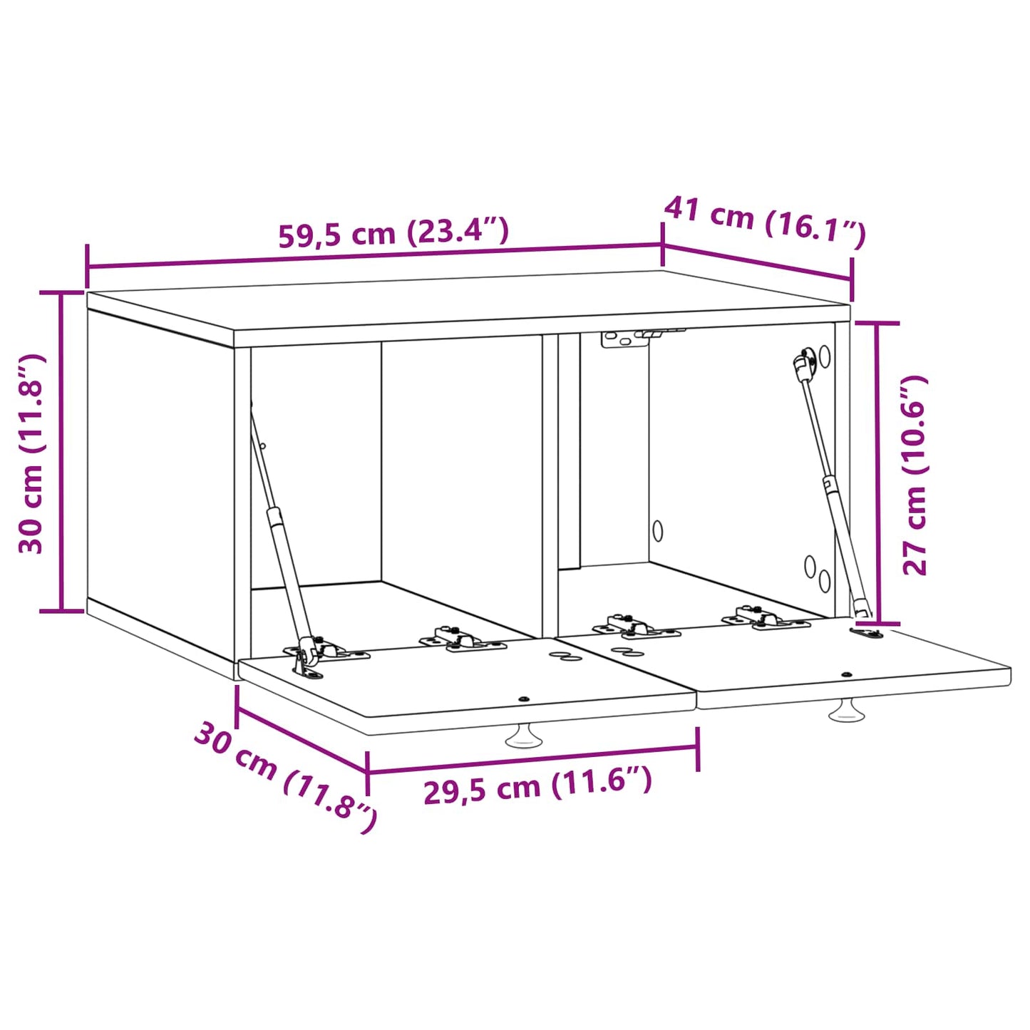 Wall-Mounted TV Cabinet Concrete Grey 59.5 x 41 x 30 cm