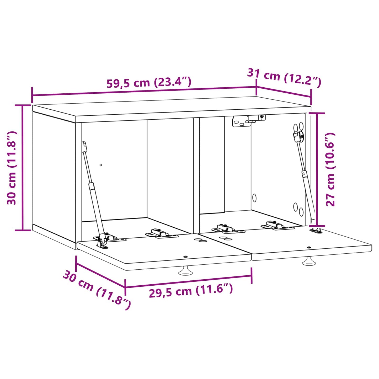 Wall-Mounted TV Cabinet Black 59.5 x 31 x 30 cm Engineered Wood