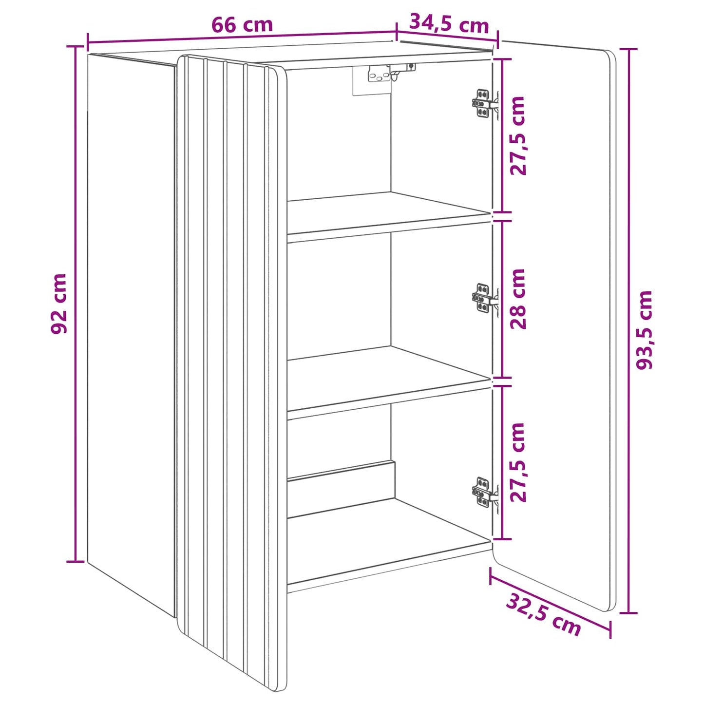 Wall-Mounted Cabinet Black 66 x 34.5 x 92 cm Engineered Wood
